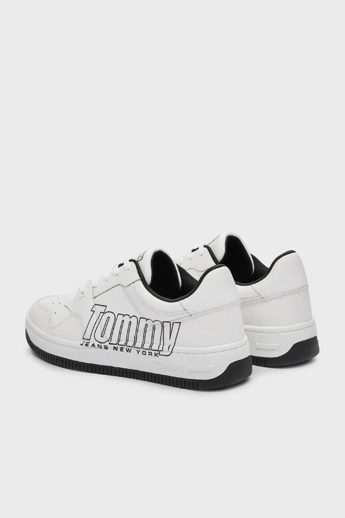 Tommy Jeans Hakiki Deri Logo Baskılı Sneaker Erkek Ayakkabı EM0EM01257 YBL BEYAZ - 3