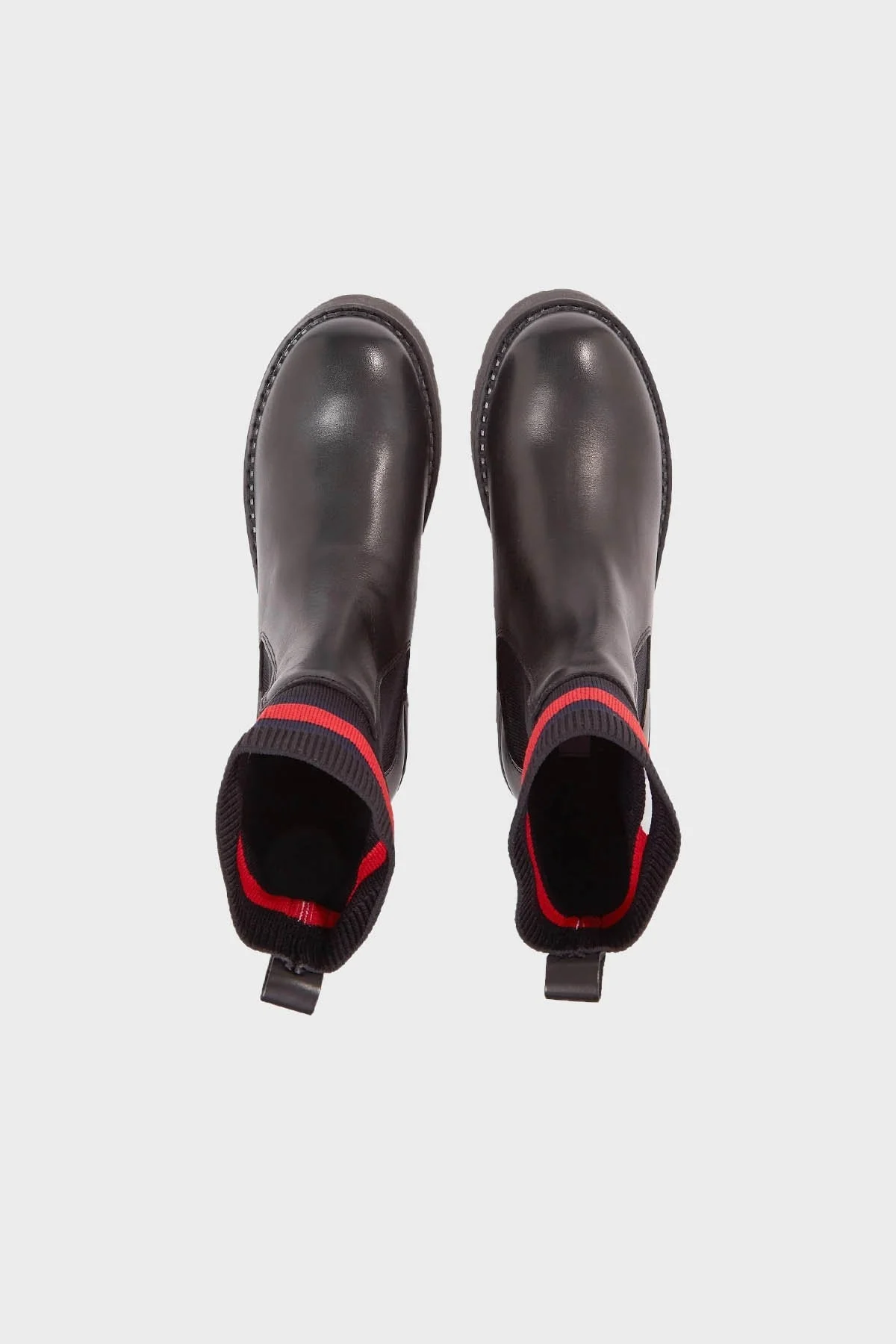 Tommy Jeans Hakiki Deri Logo Şeritli Chelsea Çorap Bayan Çizme EN0EN02301 BDS SİYAH - 4