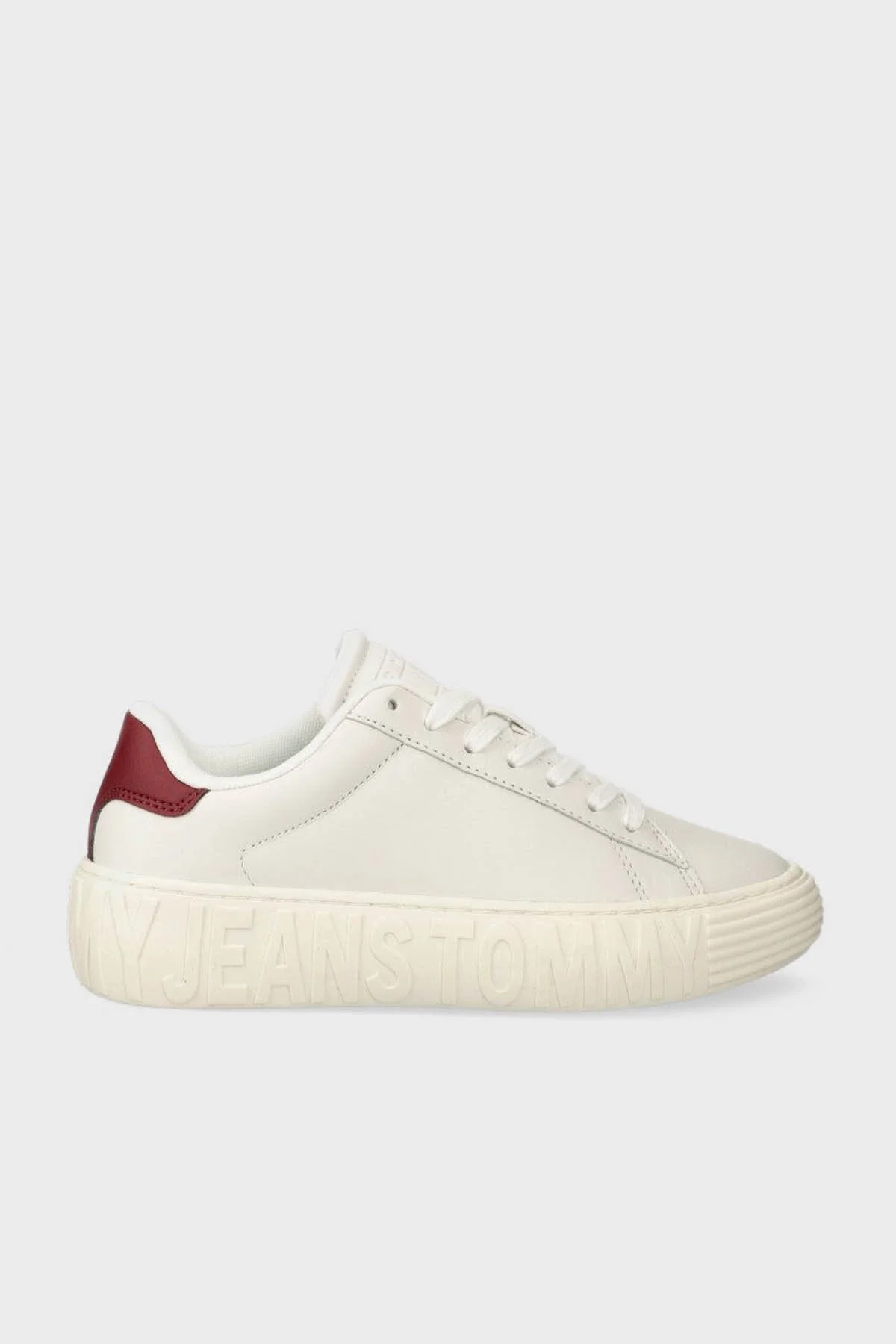 Tommy Jeans Hakiki Deri Logolu Sneaker Bayan Ayakkabı EN0EN02273 YBL BEYAZ - 1