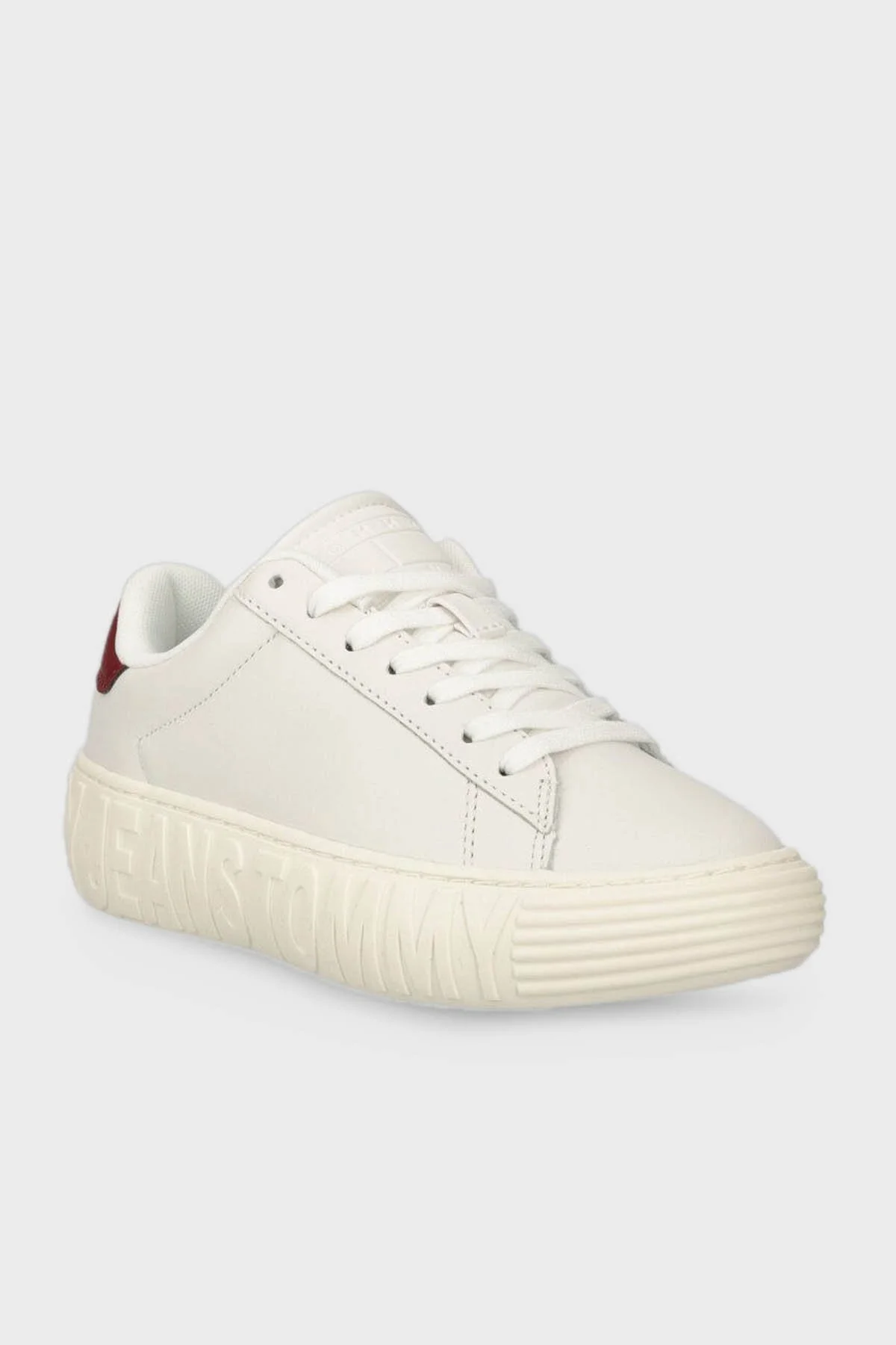 Tommy Jeans Hakiki Deri Logolu Sneaker Bayan Ayakkabı EN0EN02273 YBL BEYAZ - 2