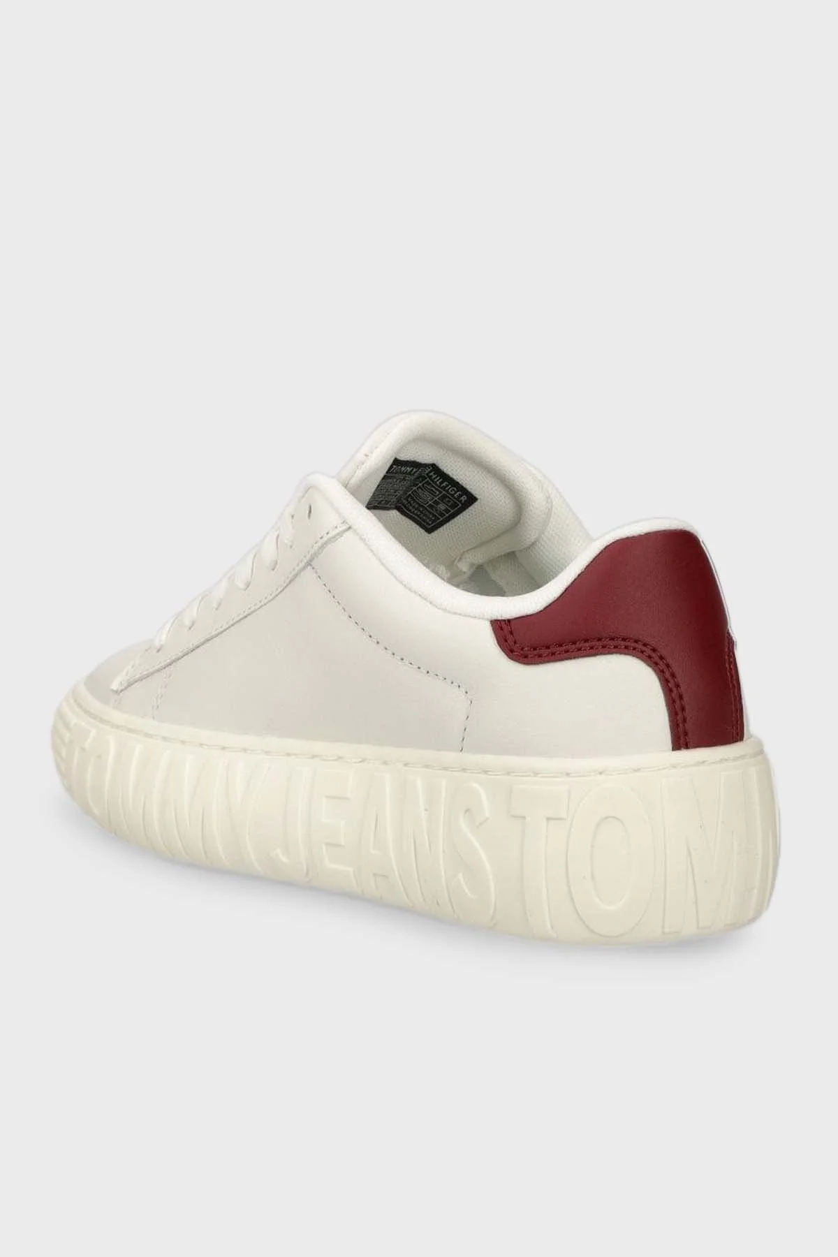 Tommy Jeans Hakiki Deri Logolu Sneaker Bayan Ayakkabı EN0EN02273 YBL BEYAZ - 3