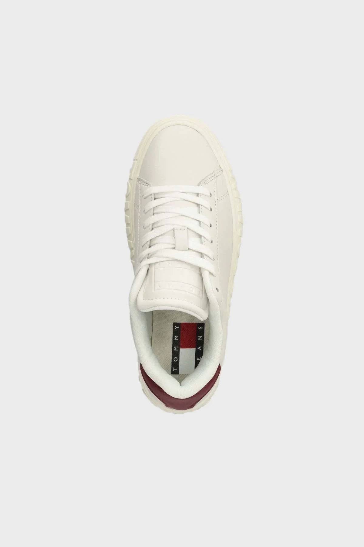 Tommy Jeans Hakiki Deri Logolu Sneaker Bayan Ayakkabı EN0EN02273 YBL BEYAZ - 4