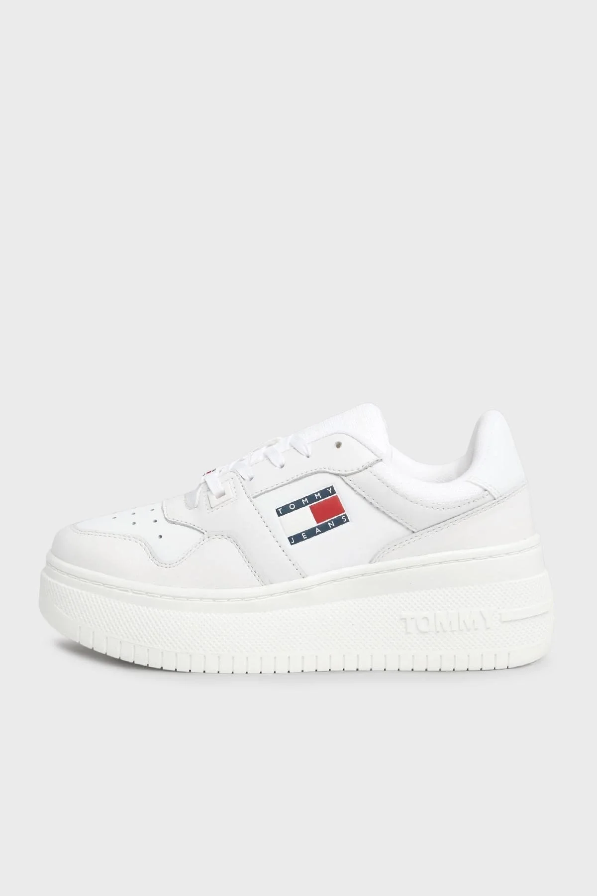 Tommy Jeans Hakiki Deri Logolu Sneaker Bayan Ayakkabı EN0EN02536 0K4 BEYAZ - 2
