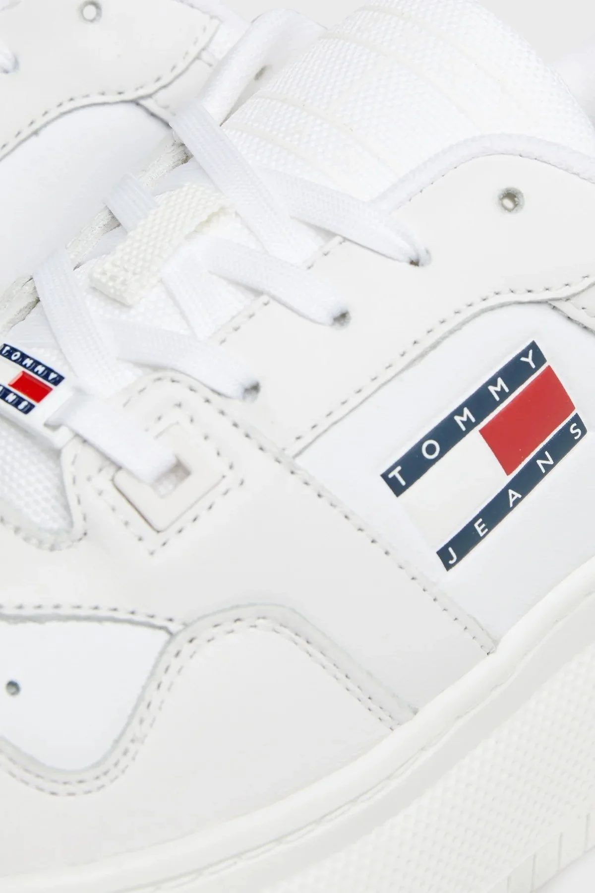 Tommy Jeans Hakiki Deri Logolu Sneaker Bayan Ayakkabı EN0EN02536 0K4 BEYAZ - 5