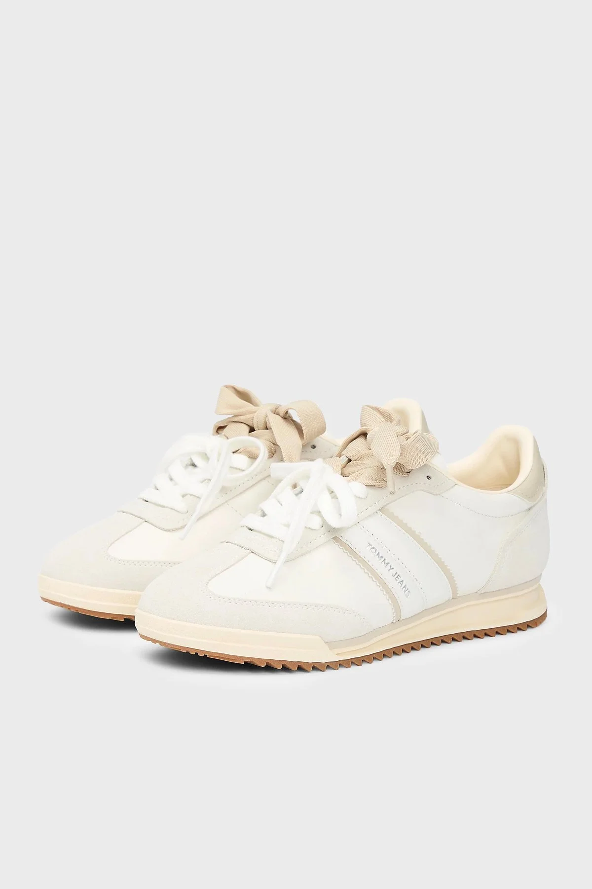 Tommy Jeans Hakiki Deri Logolu Sneaker Bayan Ayakkabı EN0EN03001 0GA BEJ - 4