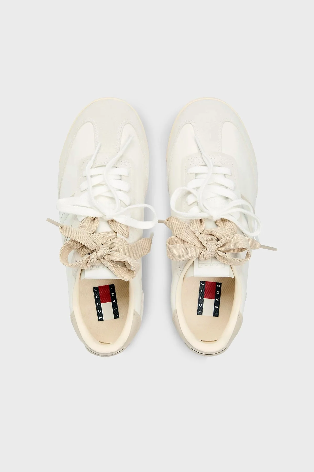 Tommy Jeans Hakiki Deri Logolu Sneaker Bayan Ayakkabı EN0EN03001 0GA BEJ - 5