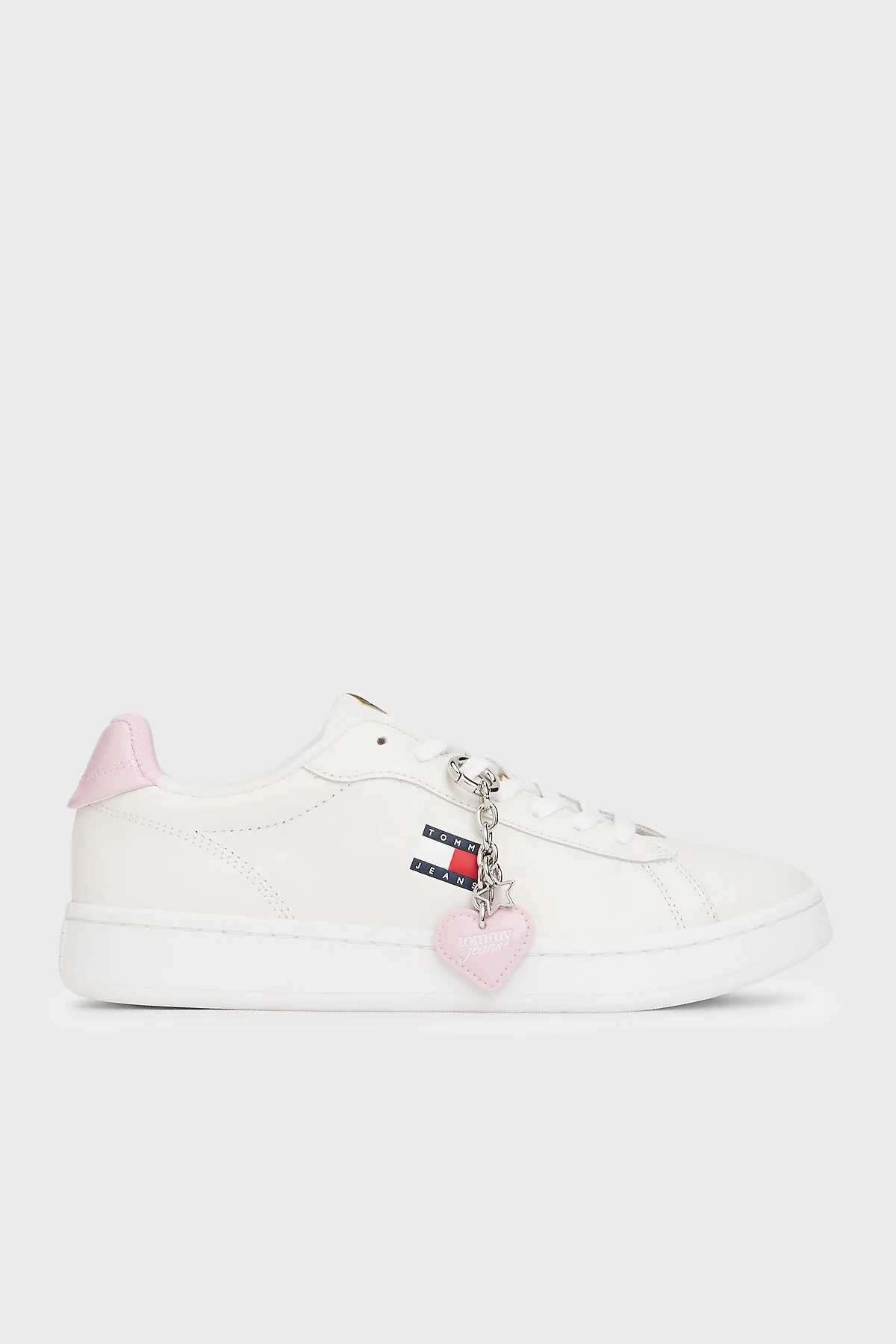 Tommy Jeans Hakiki Deri Logolu Sneaker Bayan Ayakkabı EN0EN03024 YBL BEYAZ - 1