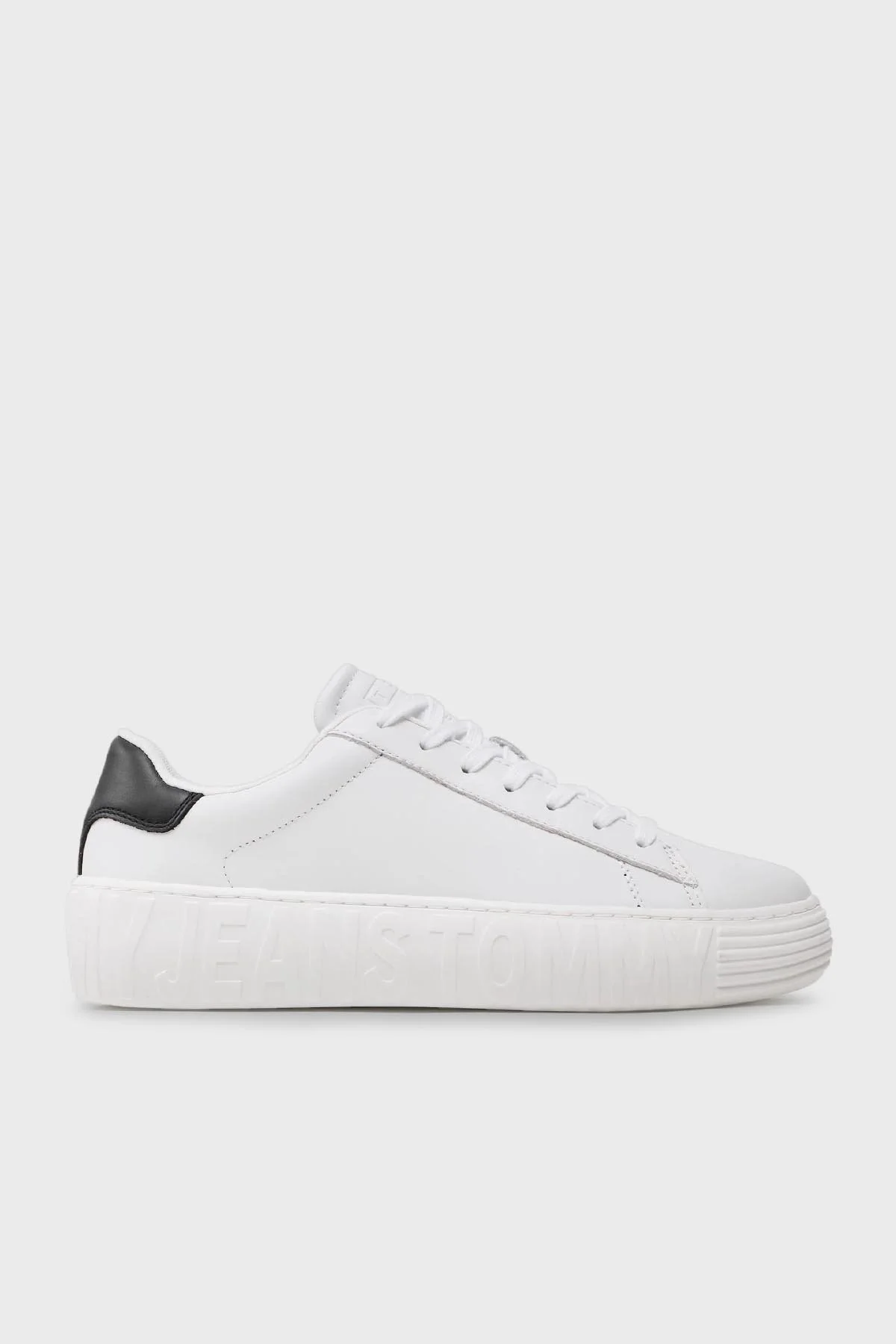 Tommy Jeans Hakiki Deri Logolu Sneaker Erkek Ayakkabı EM0EM01159 YBR BEYAZ - 1