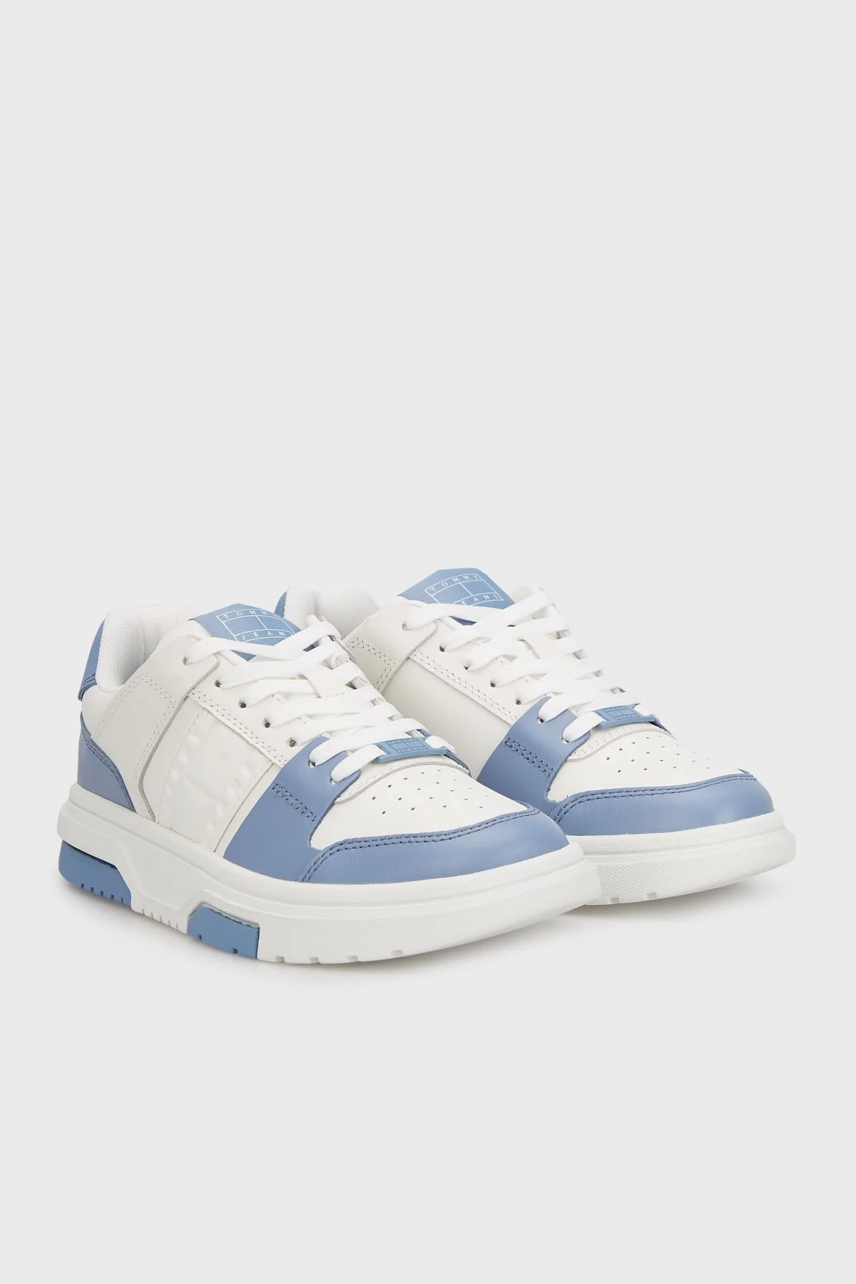 Tommy Jeans Hakiki Deri Sneaker Bayan Ayakkabı EN0EN02783 C33 BEYAZ-MAVİ - 2