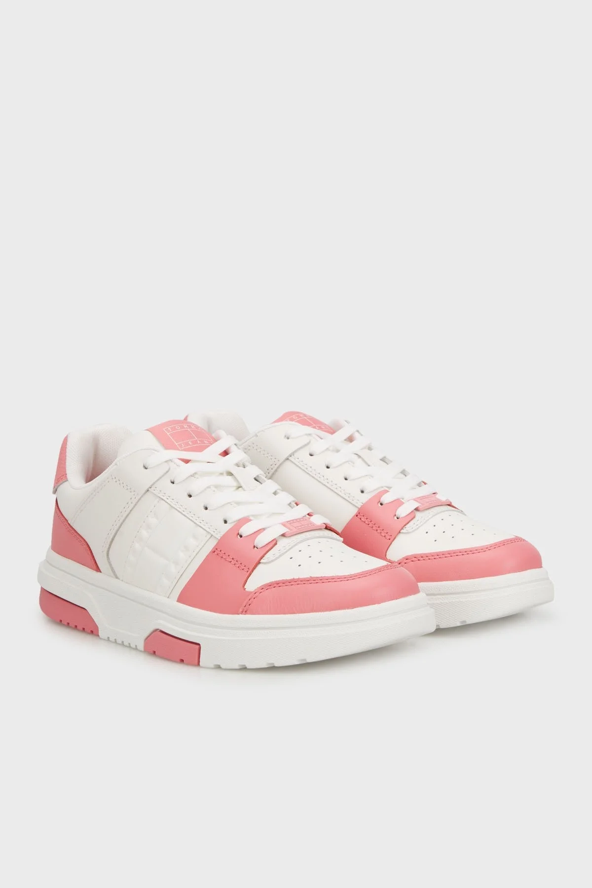 Tommy Jeans Hakiki Deri Sneaker Bayan Ayakkabı EN0EN02783 TIG BEYAZ-PEMBE - 2
