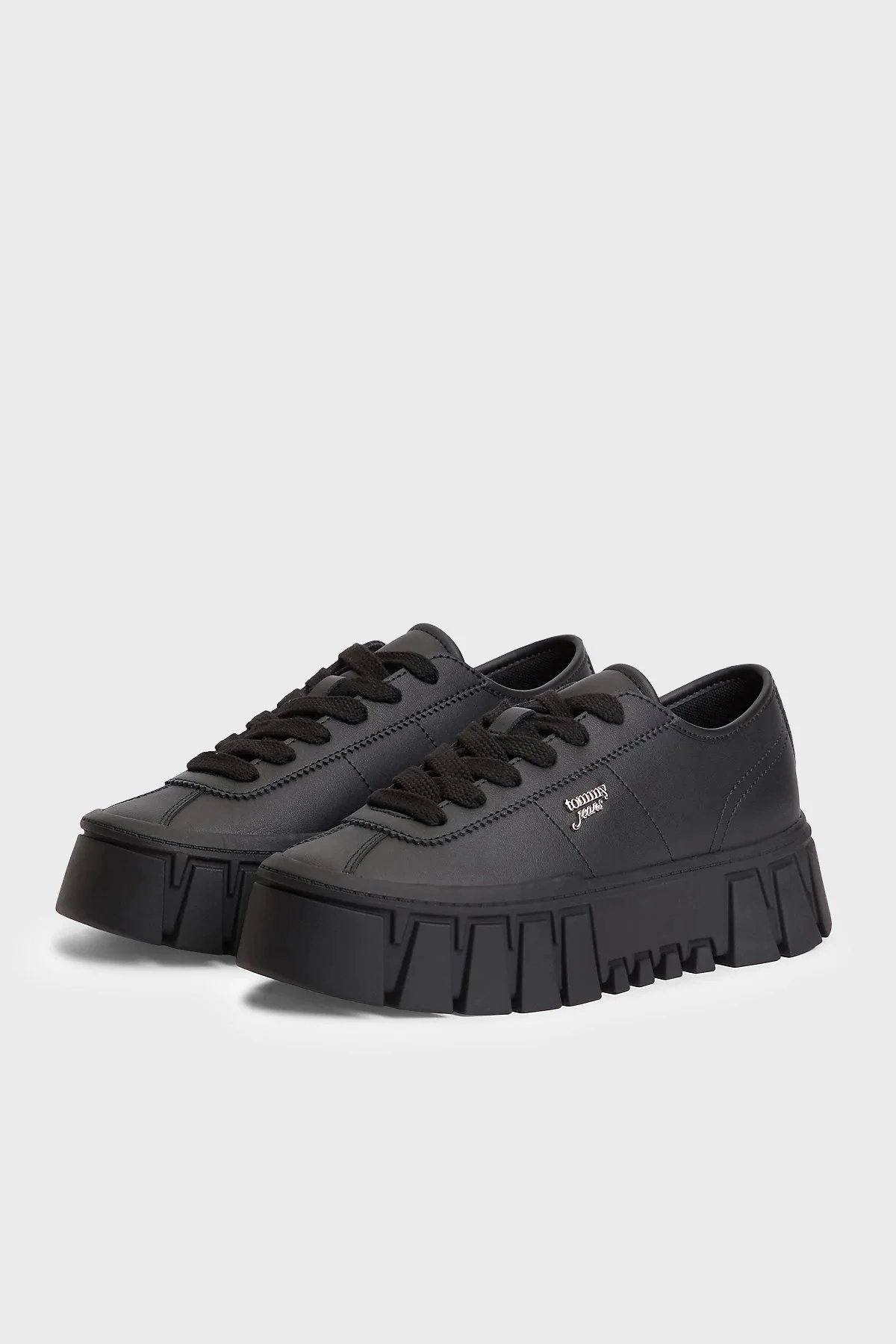 Tommy Jeans Hakiki Deri Sneaker Kadın Ayakkabı EN0EN03165 BDS Siyah - 4