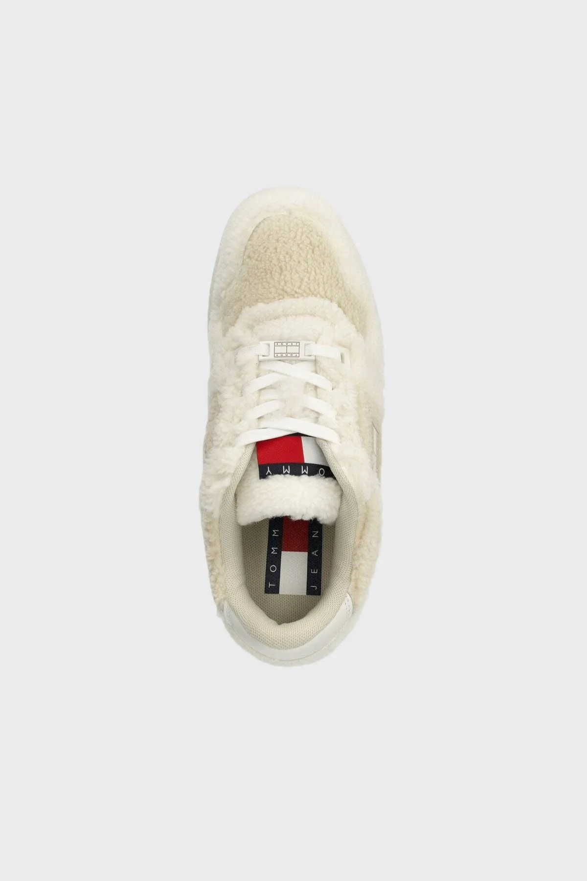 Tommy Jeans Hakiki Deri Tüylü Peluş Sneaker Bayan Ayakkabı EN0EN02441 YBL BEYAZ - 4