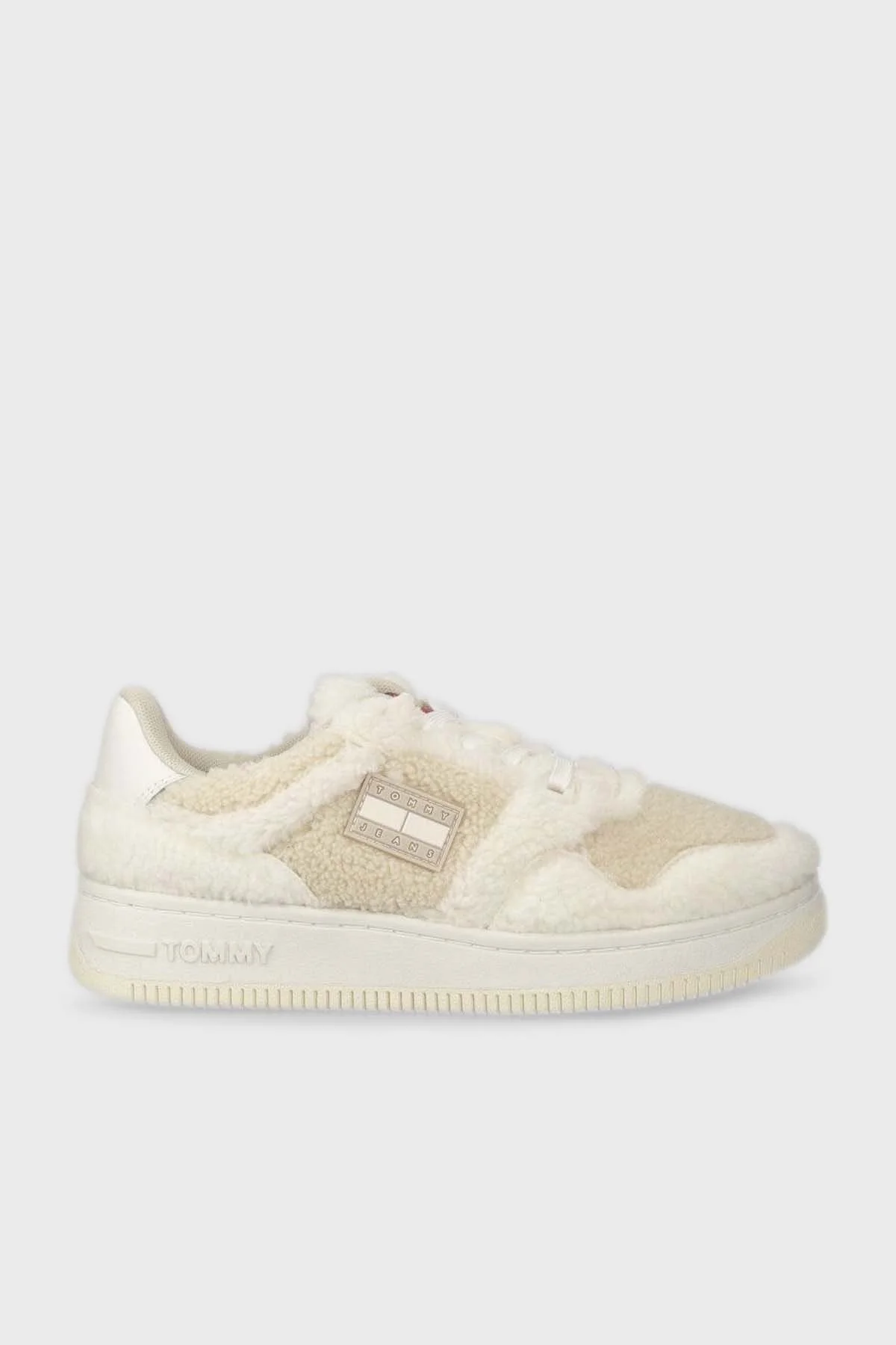Tommy Jeans Hakiki Deri Tüylü Peluş Sneaker Bayan Ayakkabı EN0EN02441 YBL BEYAZ - 6