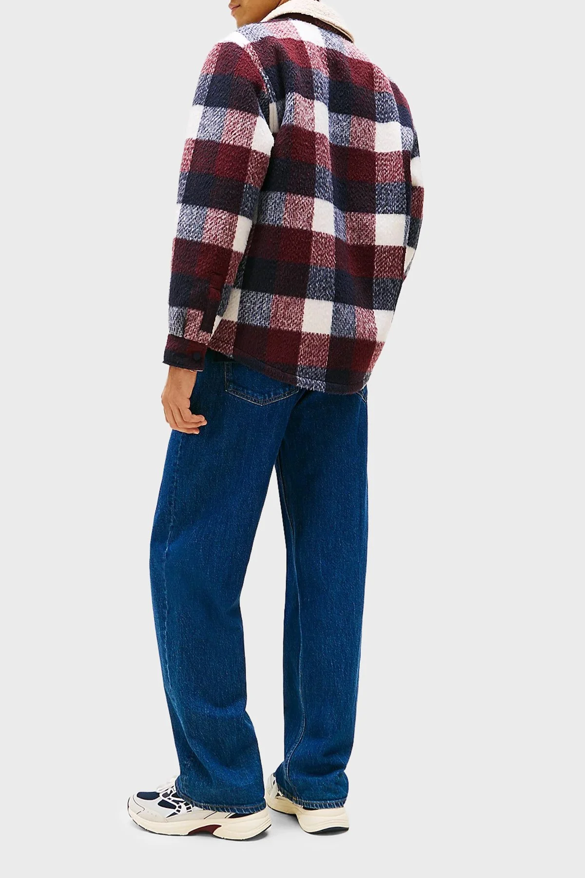 Tommy Jeans iç Kısmı Polarlı Oversize Fit Klasik Yaka Ekoseli Erkek Gömlek DM0DM22010 C1G LACİVERT - 3