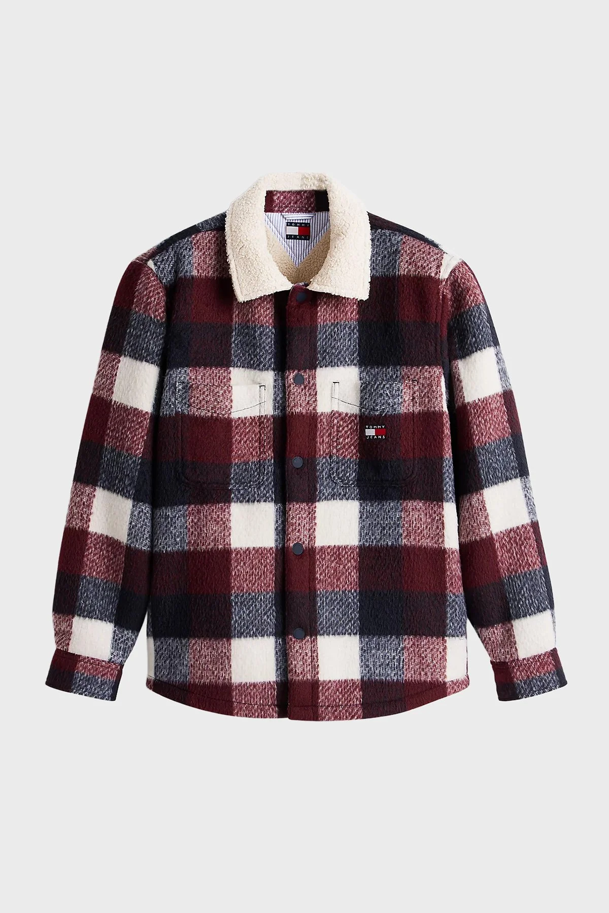 Tommy Jeans iç Kısmı Polarlı Oversize Fit Klasik Yaka Ekoseli Erkek Gömlek DM0DM22010 C1G LACİVERT - 5