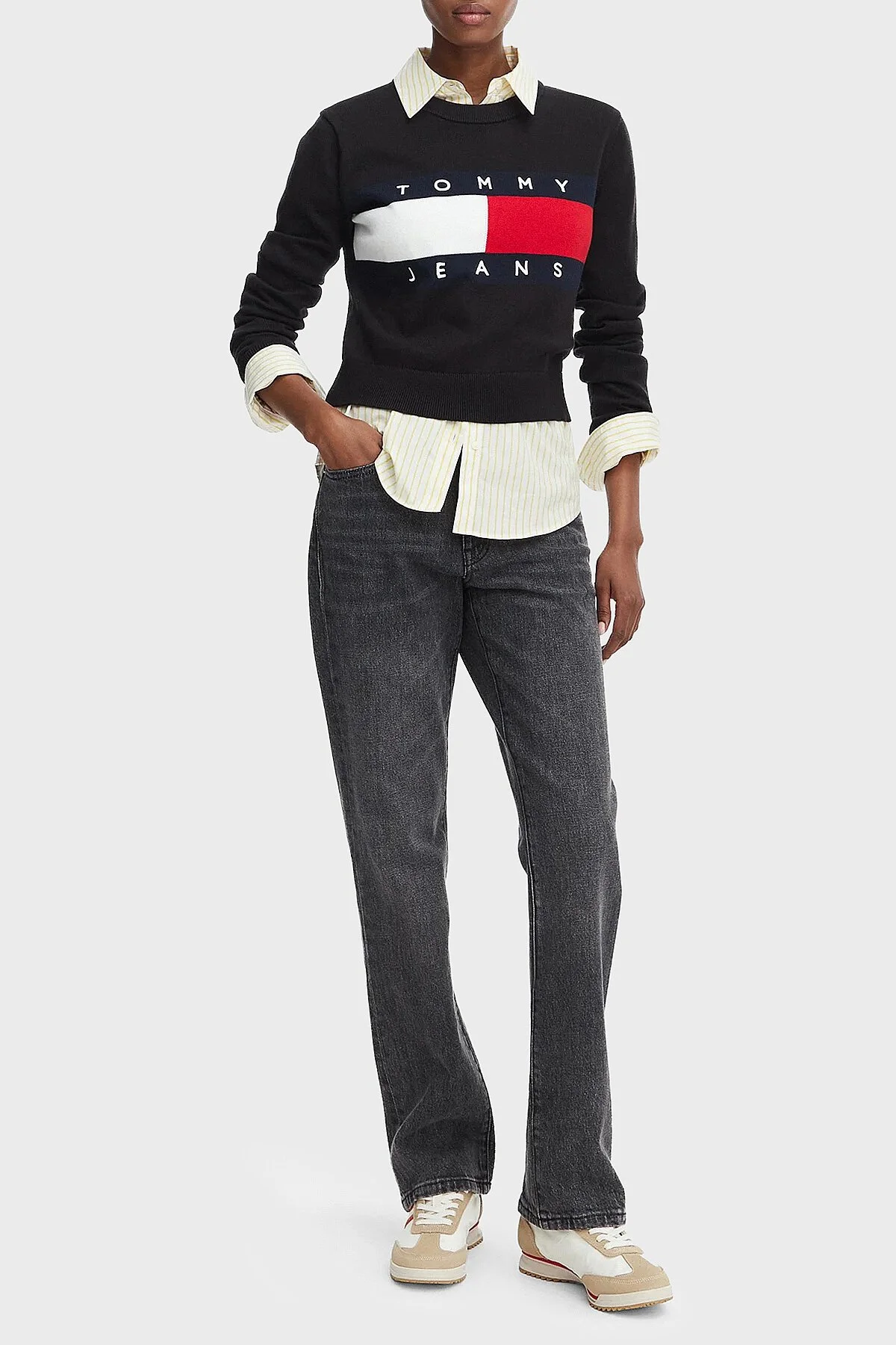 Tommy Jeans Slim Fit Yüksek Bel Düz Paça Jean Kadın Kot Pantolon DW0DW23469 1BZ Mavi - 1