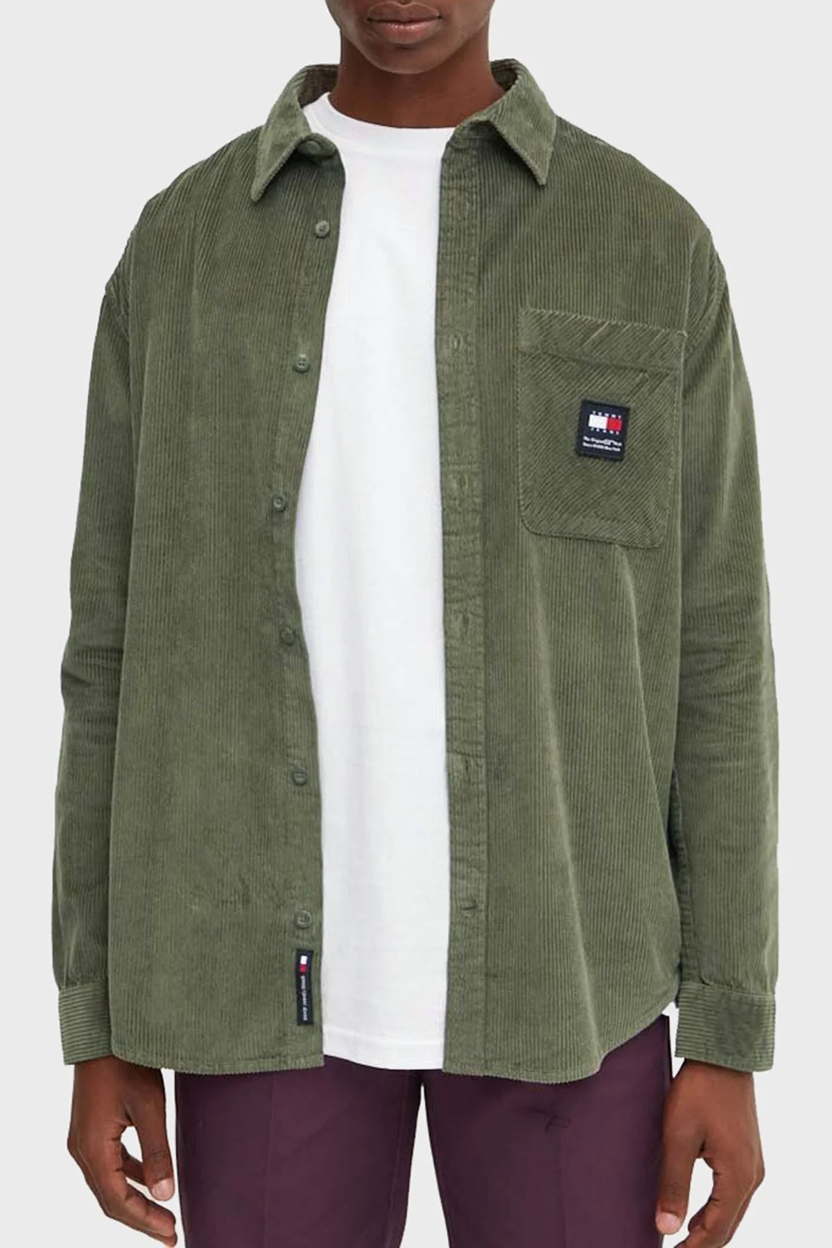 Tommy Jeans Kadife Relaxed Fit Fitilli Erkek Gömlek DM0DM19660 M12 YEŞİL - 6