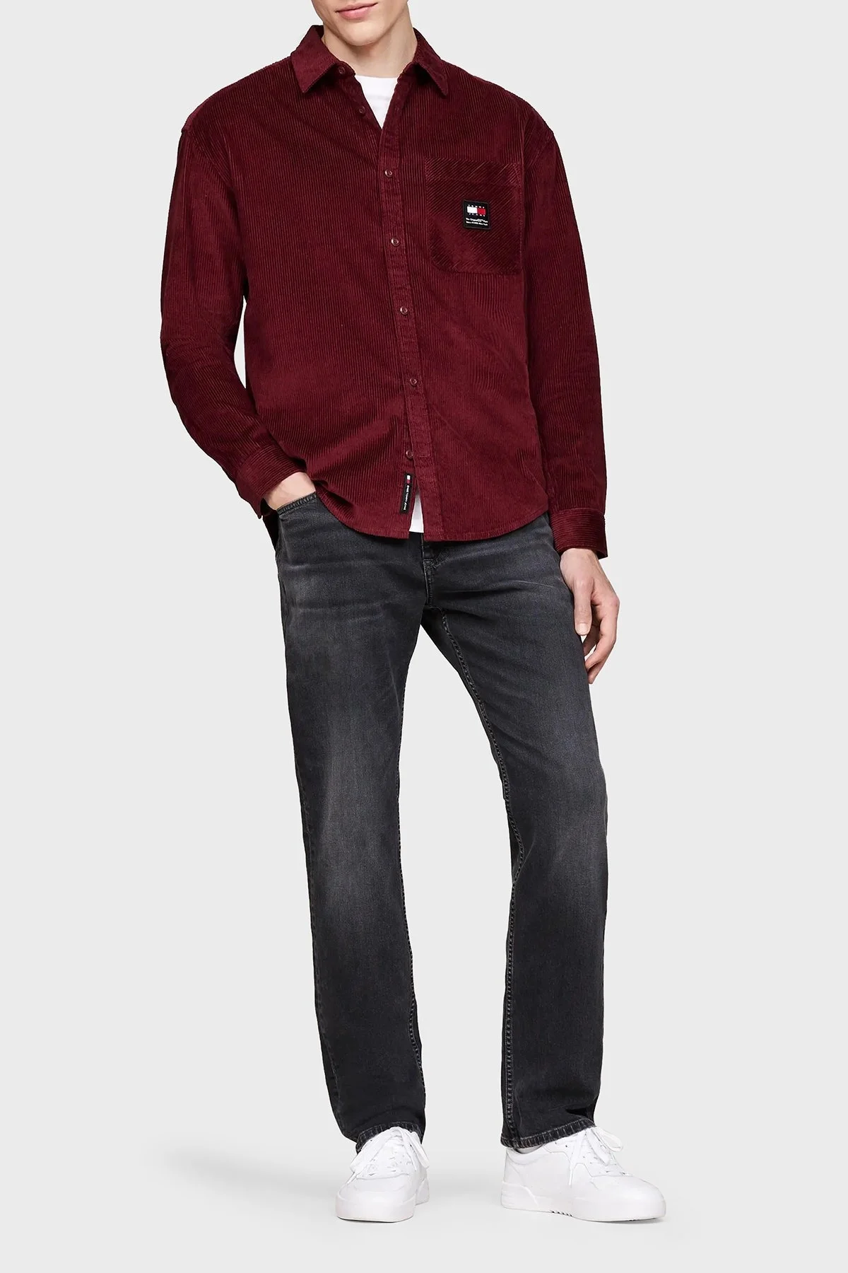 Tommy Jeans Kadife Relaxed Fit Fitilli Erkek Gömlek DM0DM19660 VLP BORDO - 2