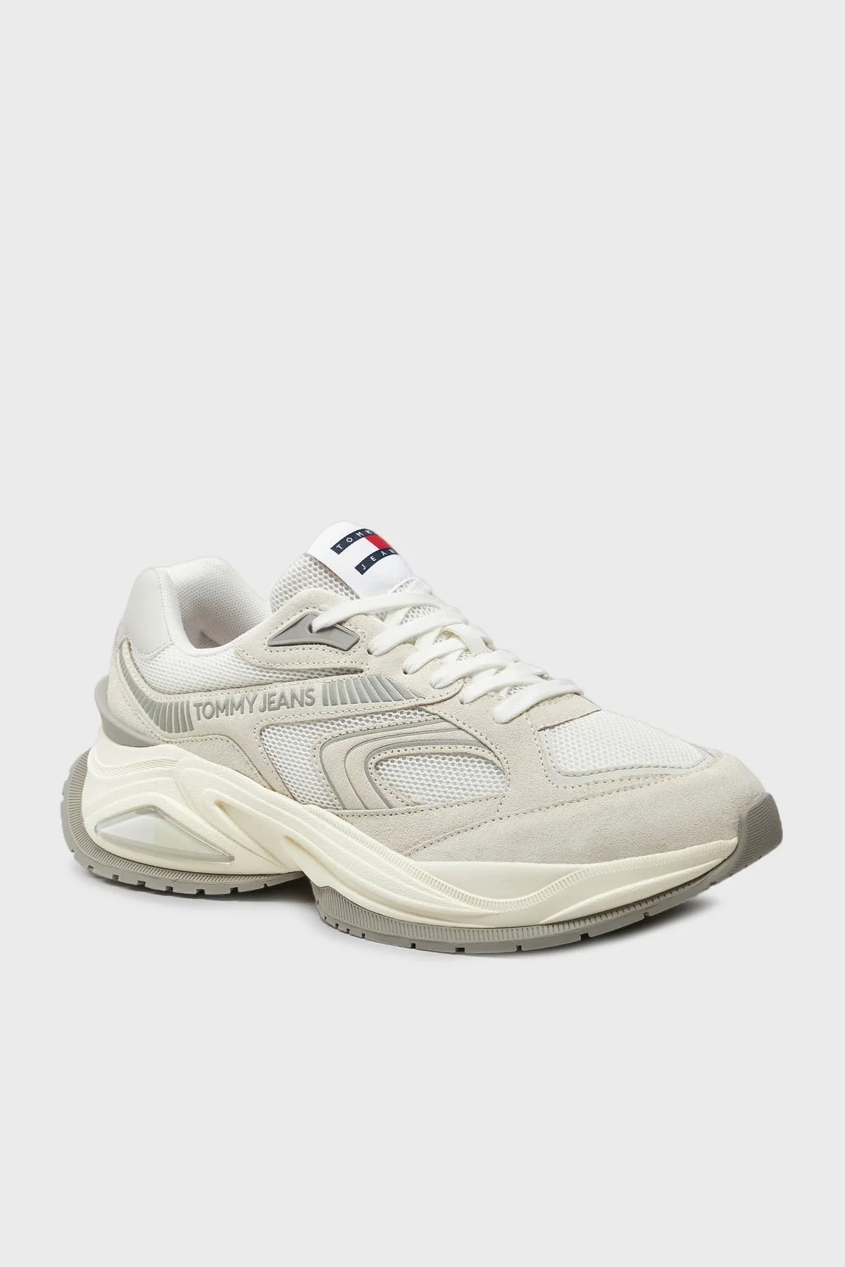 Tommy Jeans Kalın Tabanlı Sneaker Erkek Ayakkabı EM0EM01416 P06 BEYAZ-GRİ - 2