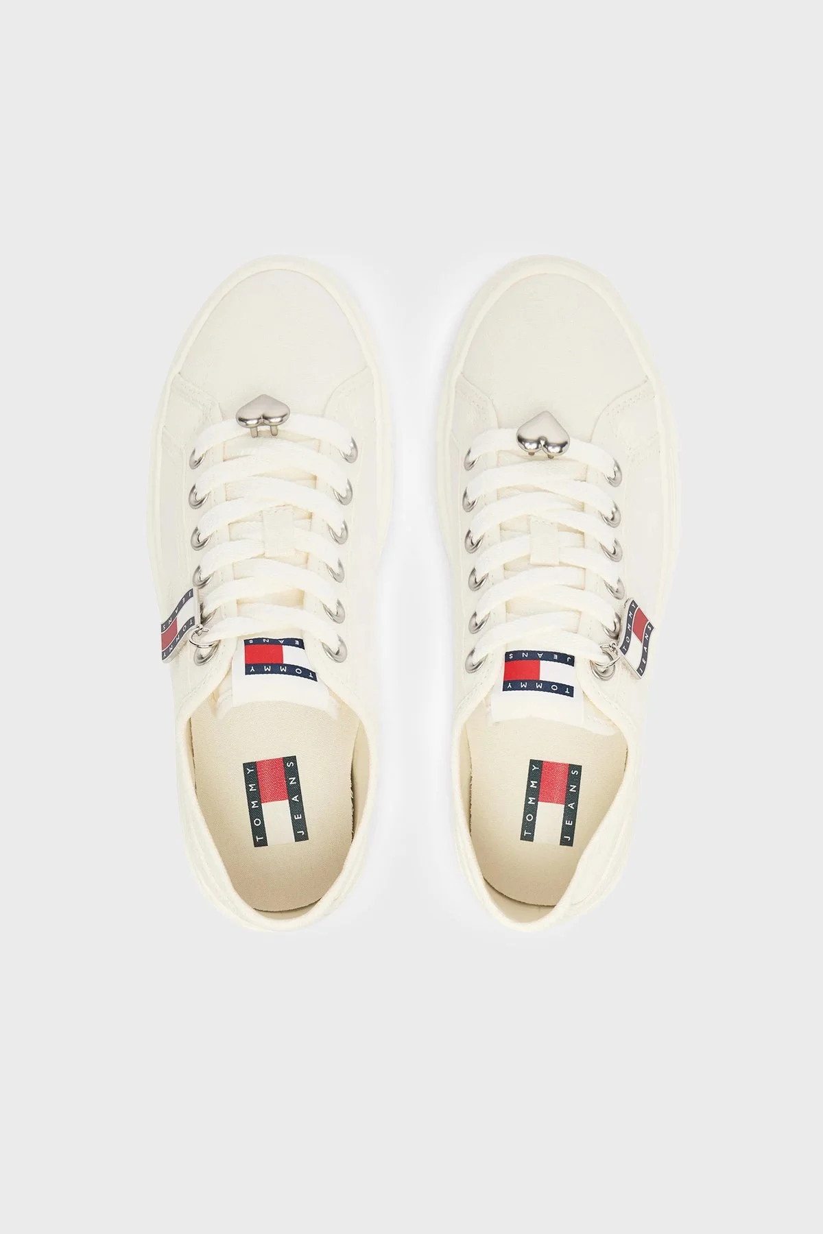 Tommy Jeans Kanvas Platformlu Süslemeli Sneaker Kadın Ayakkabı EN0EN02959 YBL BEYAZ - 3