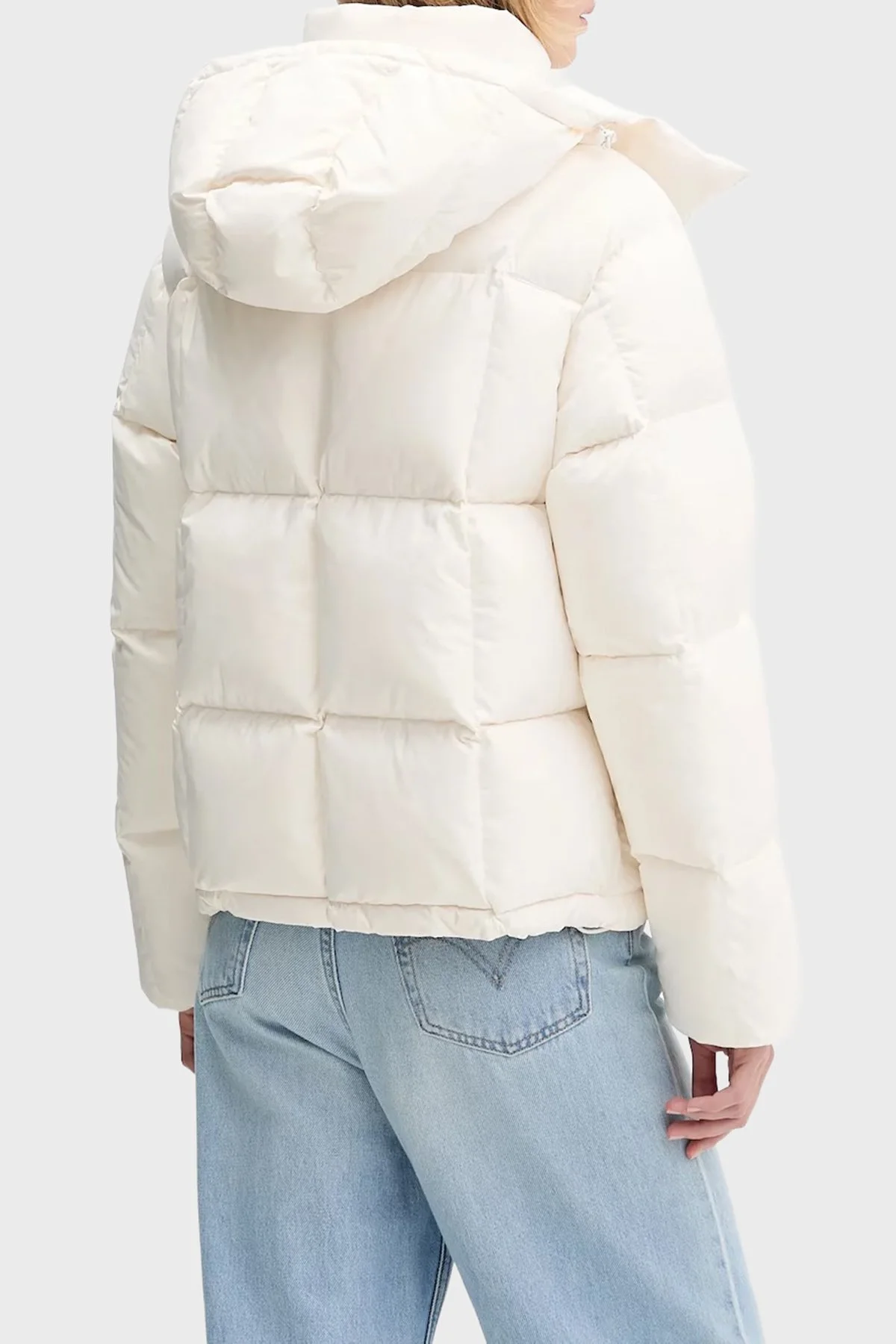 Tommy Jeans Kapitoneli Relaxed Fit Çıkarılabilir Kapüşonlu Şişme Bayan Mont DW0DW21623 YBH BEYAZ - 3