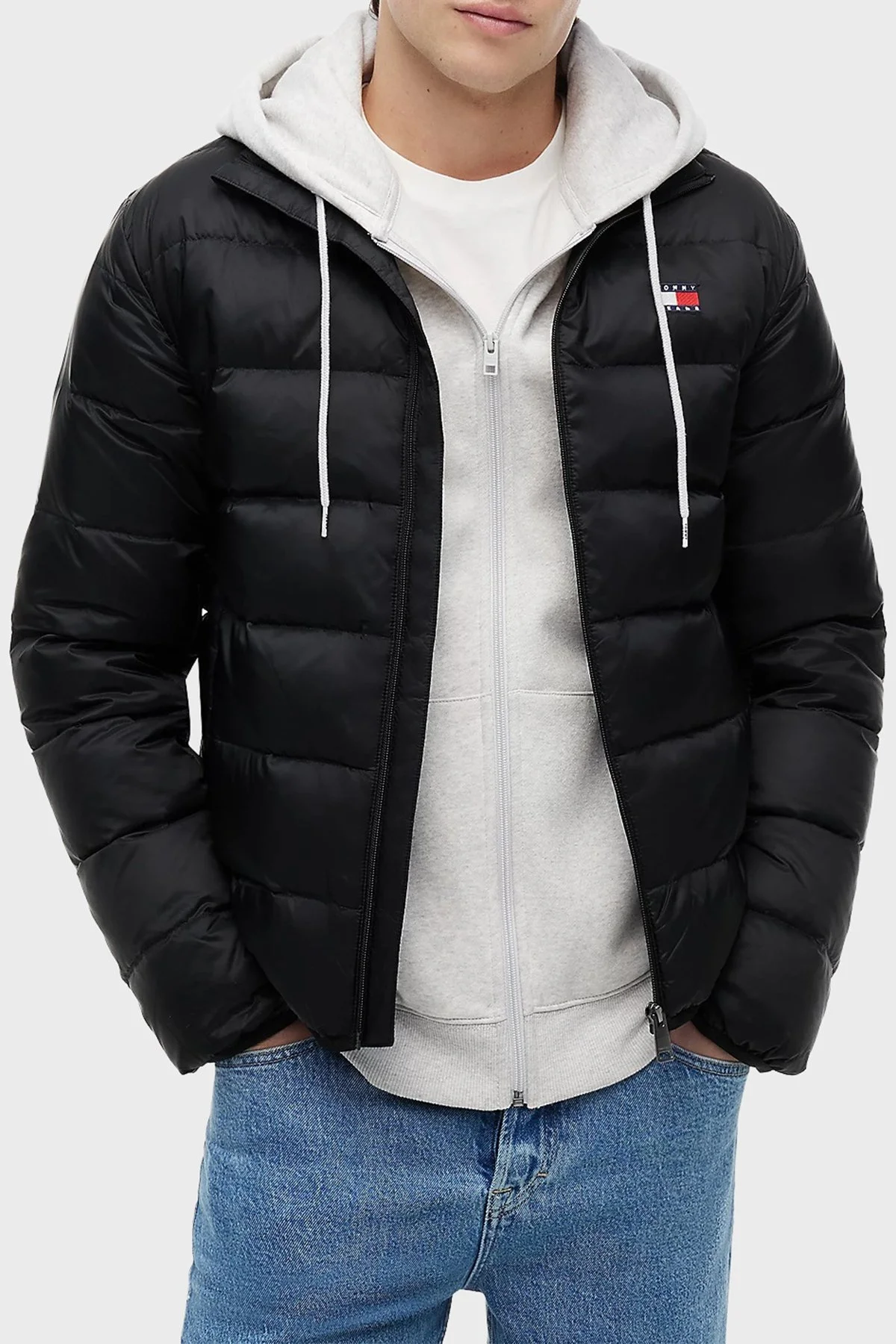 Tommy Jeans Kapitoneli Relaxed Fit Dik Yaka Erkek Mont DM0DM23231 BDS Siyah - 1