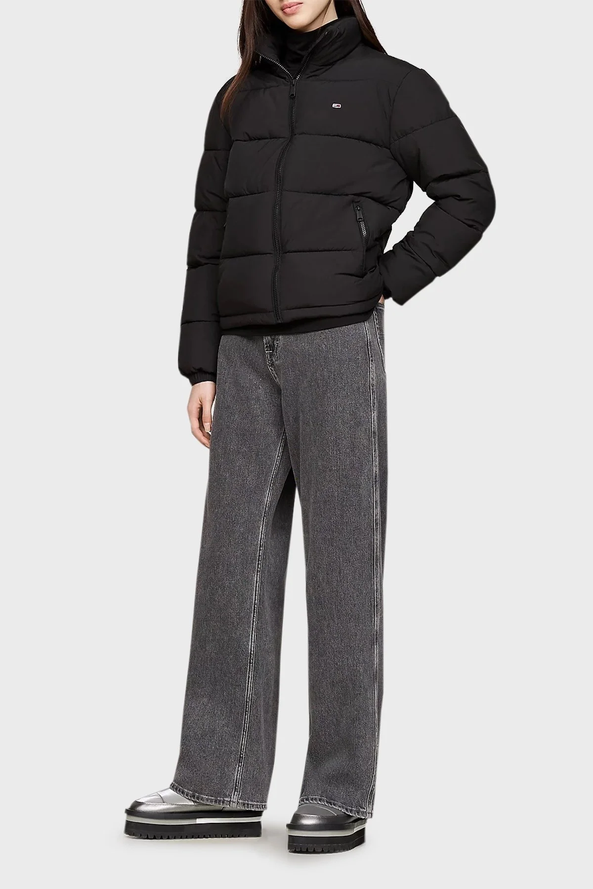 Tommy Jeans Kapitoneli Tırtıklı Platform Taban Kısa Bayan Bot EN0EN02689 TRH GÜMÜŞ - 2