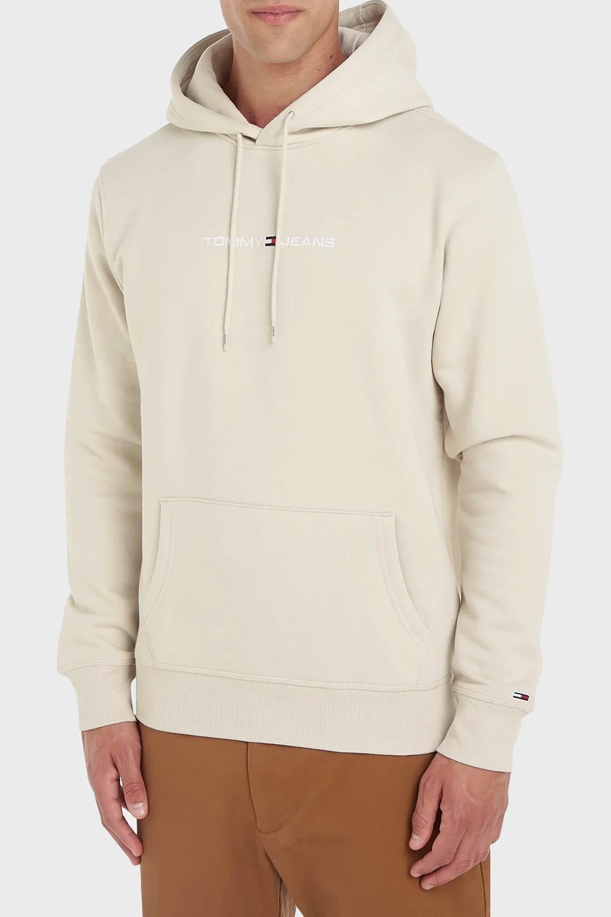 Tommy Jeans Kapüşonlu Pamuk Karışımlı Relaxed Fit Erkek Sweat DM0DM18130 ACG BEJ - 1