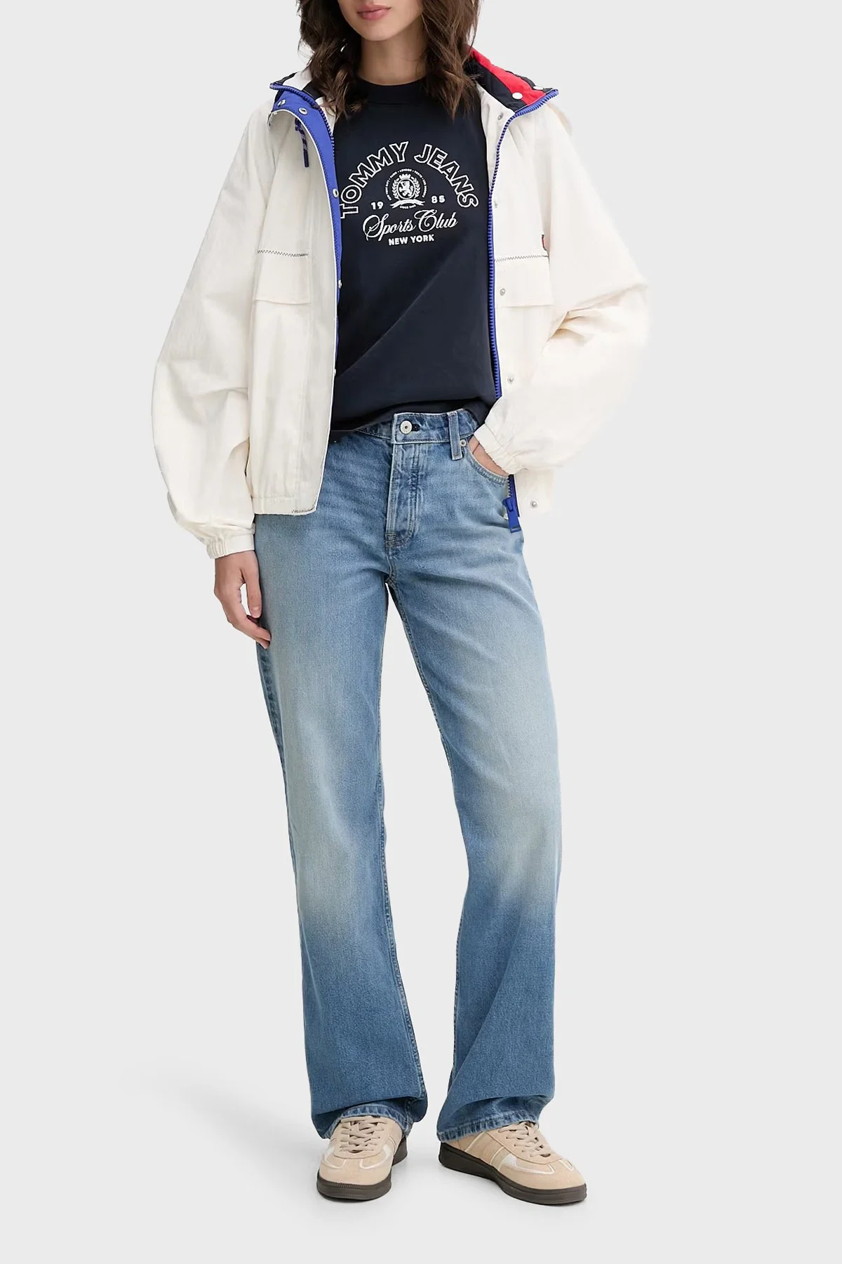 Tommy Jeans Kapüşonlu Yaka Fermuarlı Kadın Mont DW0DW22915 YBH Beyaz - 2