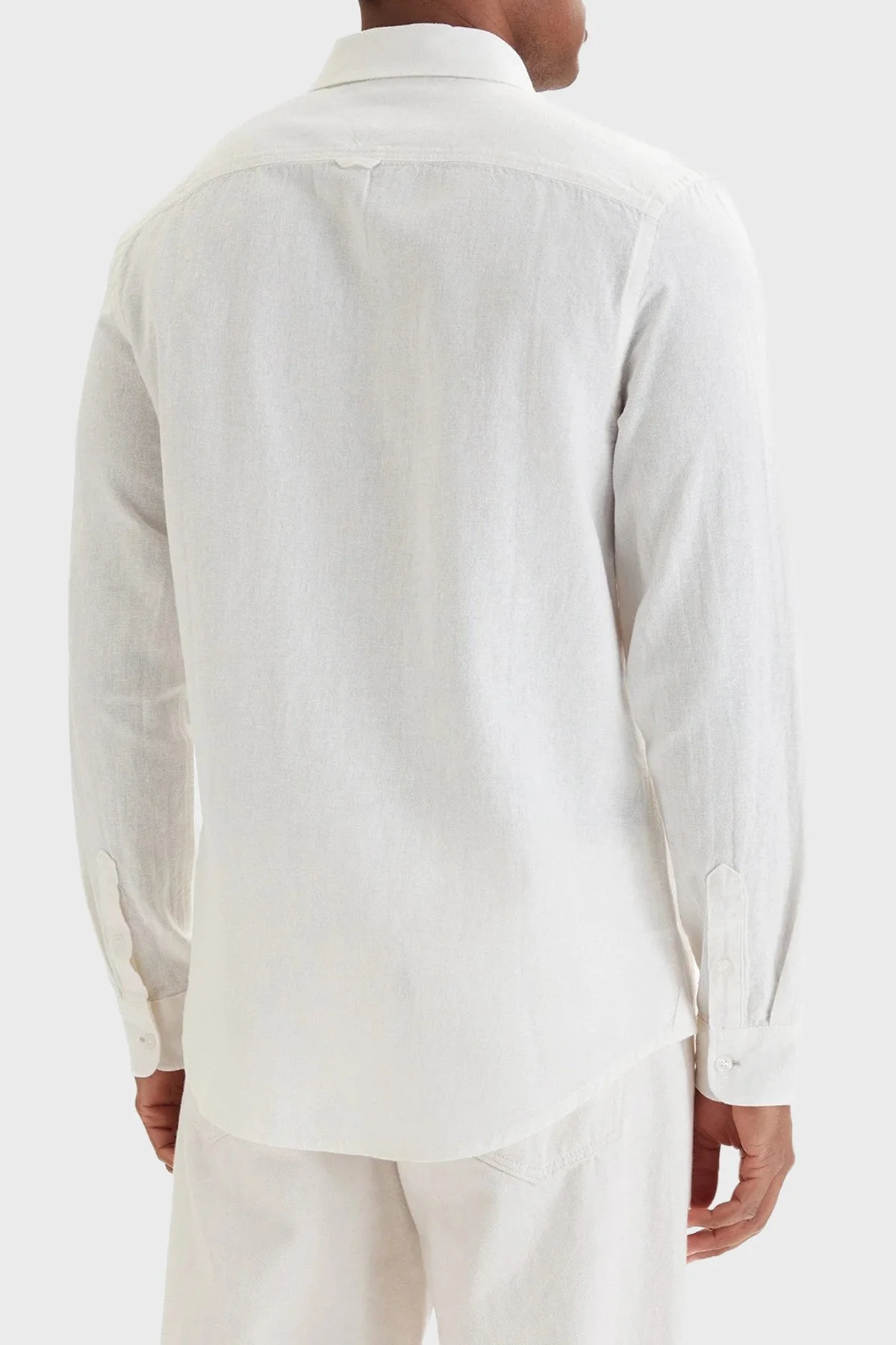 Tommy Jeans Keten ve Pamuk Karışımlı Logolu Erkek Gömlek DM0DM22761 YBL BEYAZ - 3