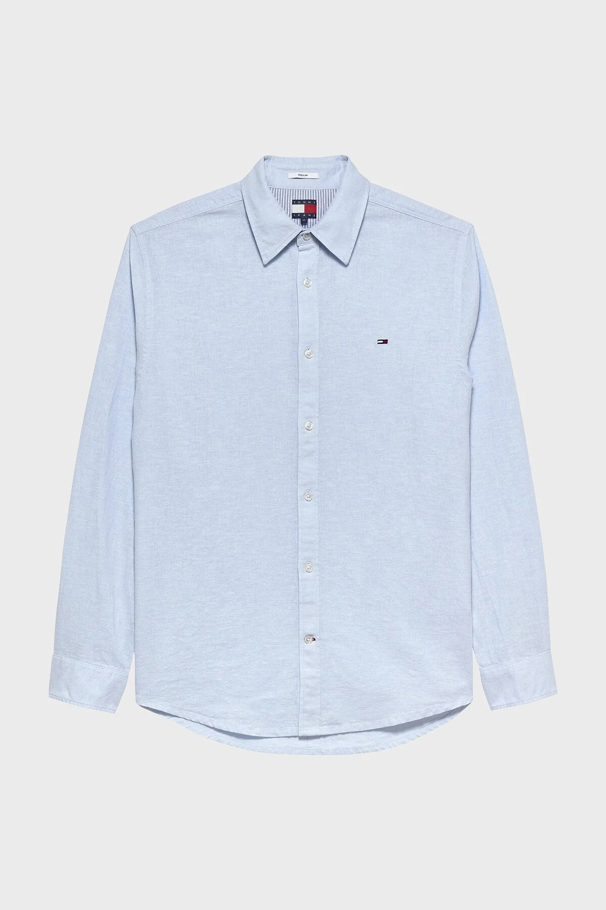 Tommy Jeans Keten ve Pamuk Karışımlı Uzun Kollu Erkek Gömlek DM0DM22761 C3Q AÇIK MAVİ - 1