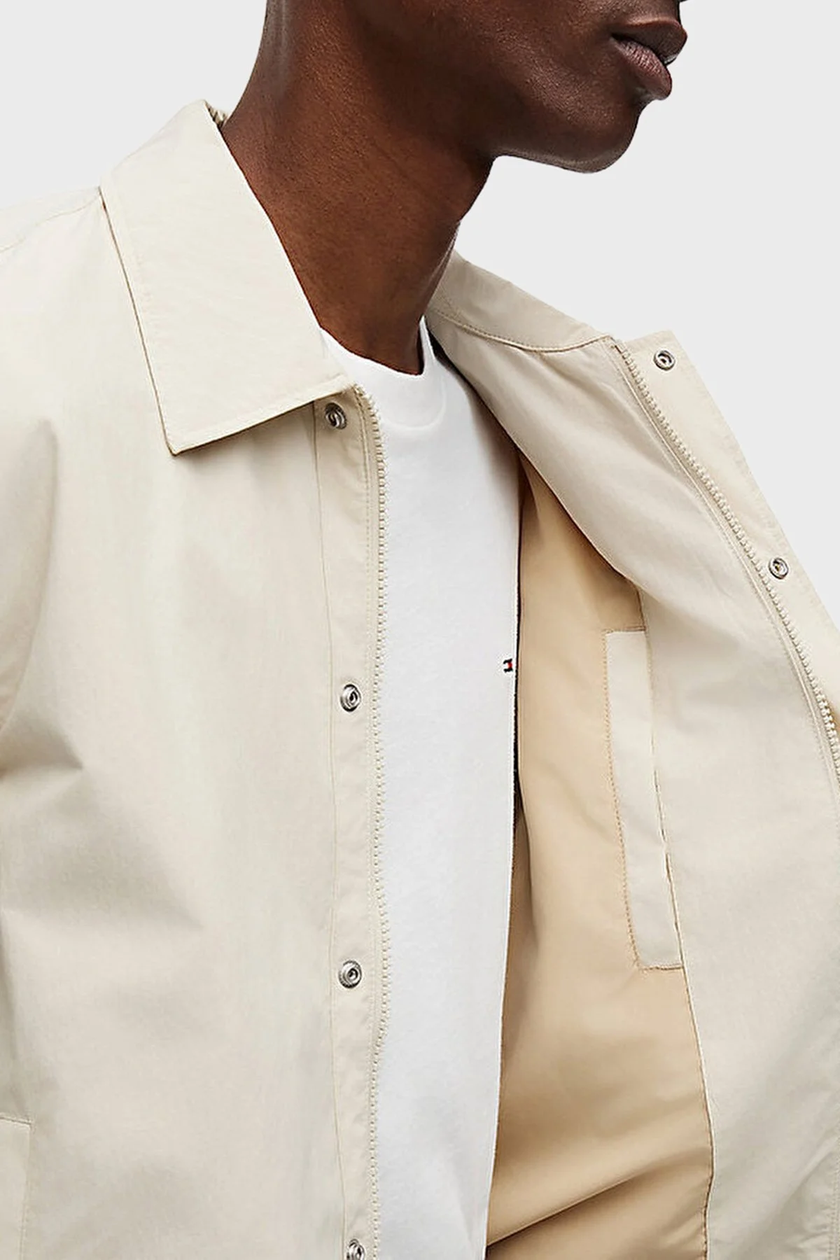 Tommy Jeans Klasik Yaka Çıtçıtlı Slim Fit Ceket Erkek Mont DM0DM22733 ACI Bej - 3