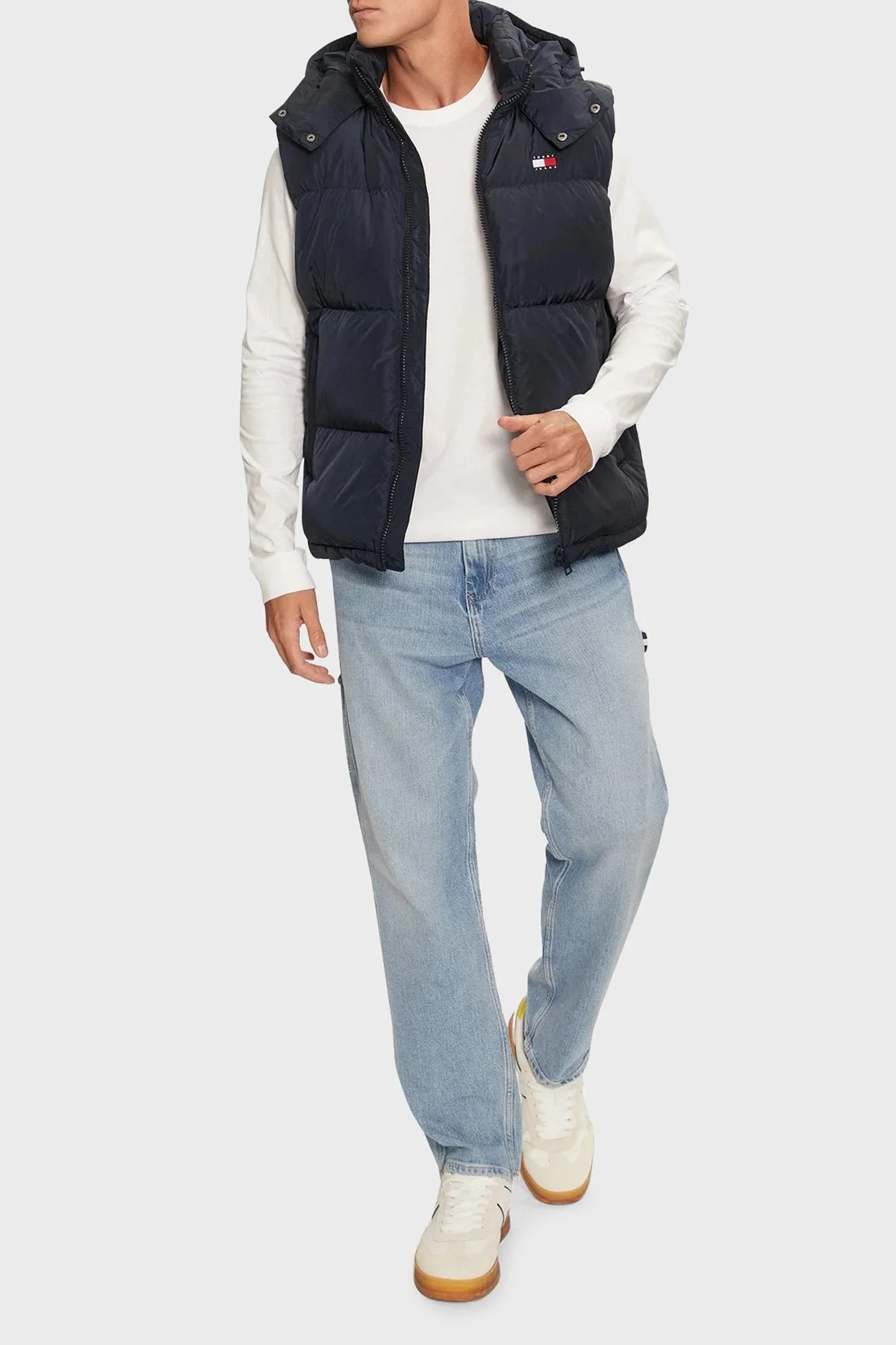 Tommy Jeans Kuş Tüyü Dolgulu Regular Fit Çıkarılabilir Kapüşonlu Şişme Erkek Yelek DM0DM19538 C1G LACİVERT - 7
