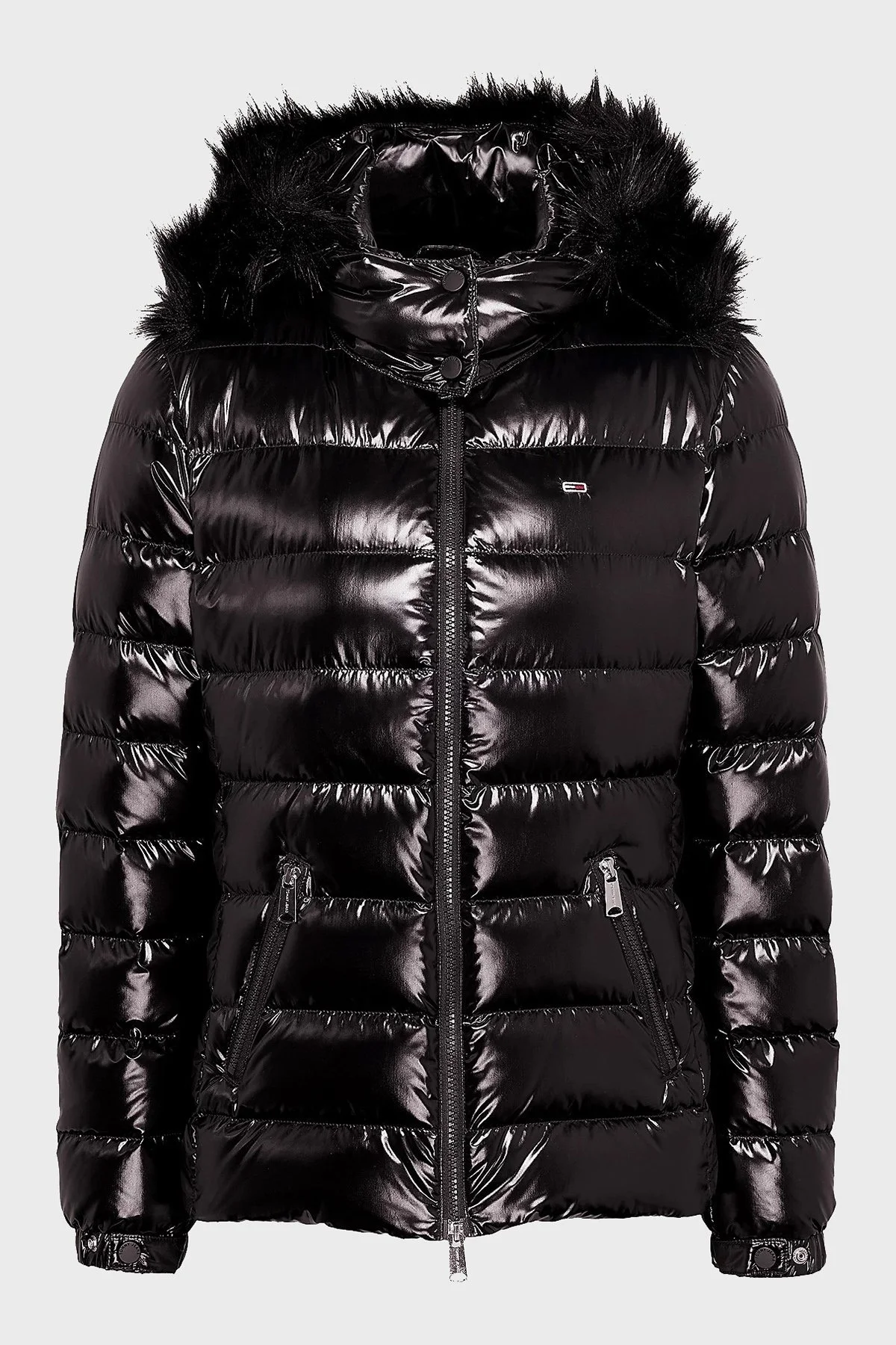 Tommy Jeans Kuş Tüyü Dolgulu Regular Fit Çıkarılabilir Yumuşak Tüy Kapüşonlu Şişme Bayan Mont DW0DW19926 BDS SİYAH - 5