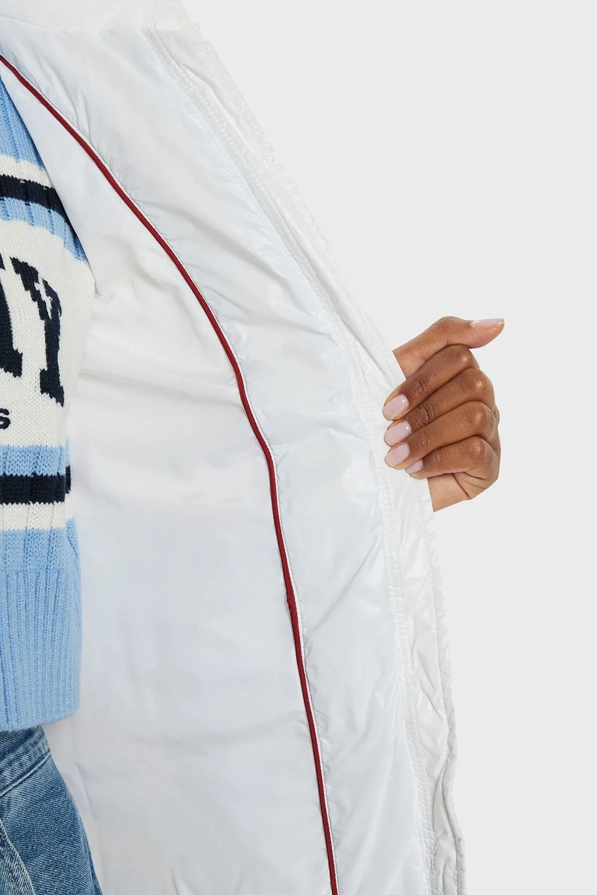 Tommy Jeans Kuş Tüyü Dolgulu Slim Fit Dik Yaka Kemerli Şişme Bayan Mont DW0DW18826 YBR BEYAZ - 10