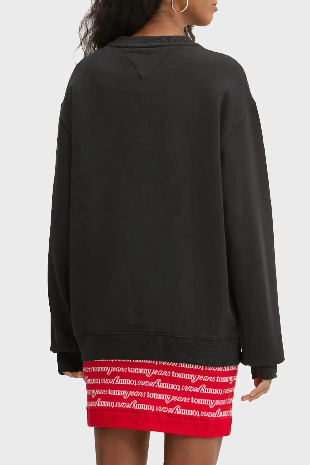 Tommy Jeans Logo Baskılı Pamuklu Relaxed Fit Bisiklet Yaka Bayan Sweat DW0DW20172 BDS SİYAH - 2