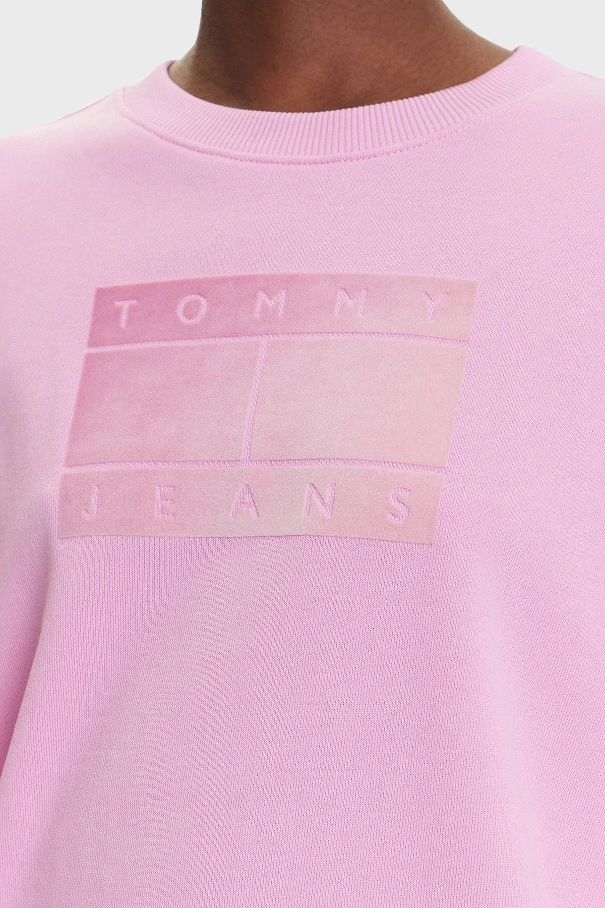 Tommy Jeans Logo Baskılı Pamuklu Relaxed Fit Bisiklet Yaka Bayan Sweat DW0DW21396 U06 PEMBE - 10