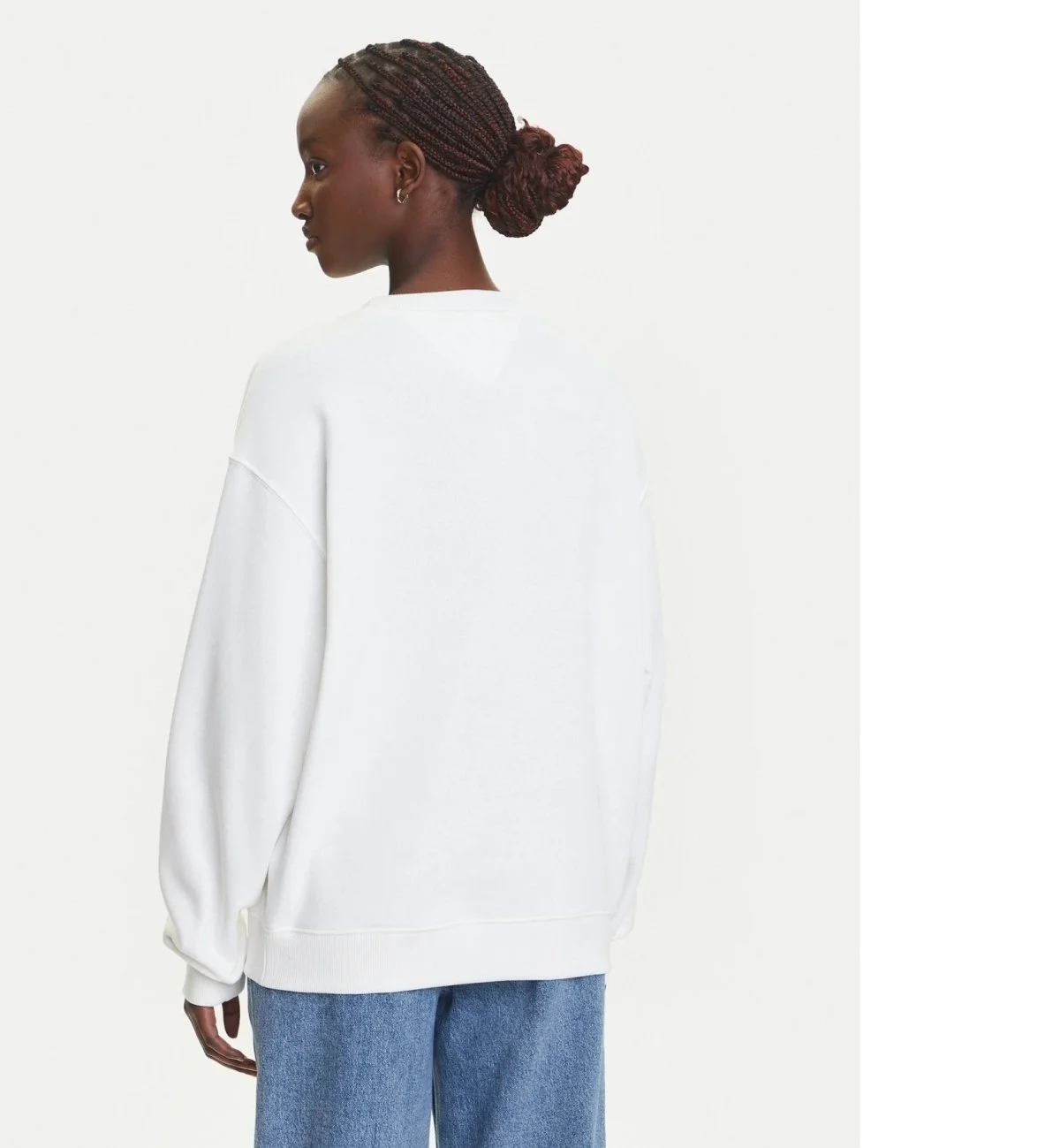 Tommy Jeans Logo Baskılı Pamuklu Relaxed Fit Bisiklet Yaka Bayan Sweat DW0DW21396 YBL BEYAZ - 3