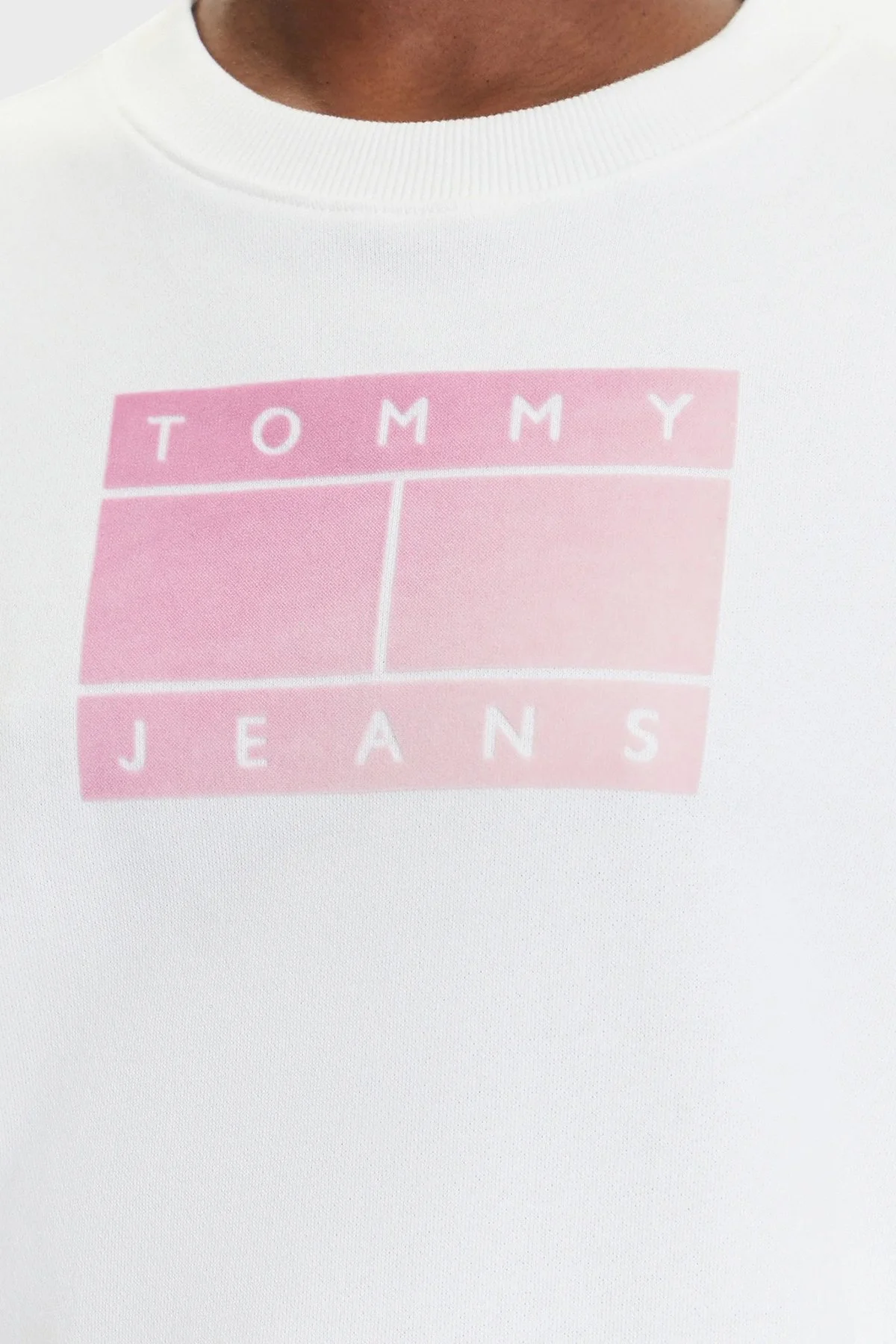 Tommy Jeans Logo Baskılı Pamuklu Relaxed Fit Bisiklet Yaka Bayan Sweat DW0DW21396 YBL BEYAZ - 5