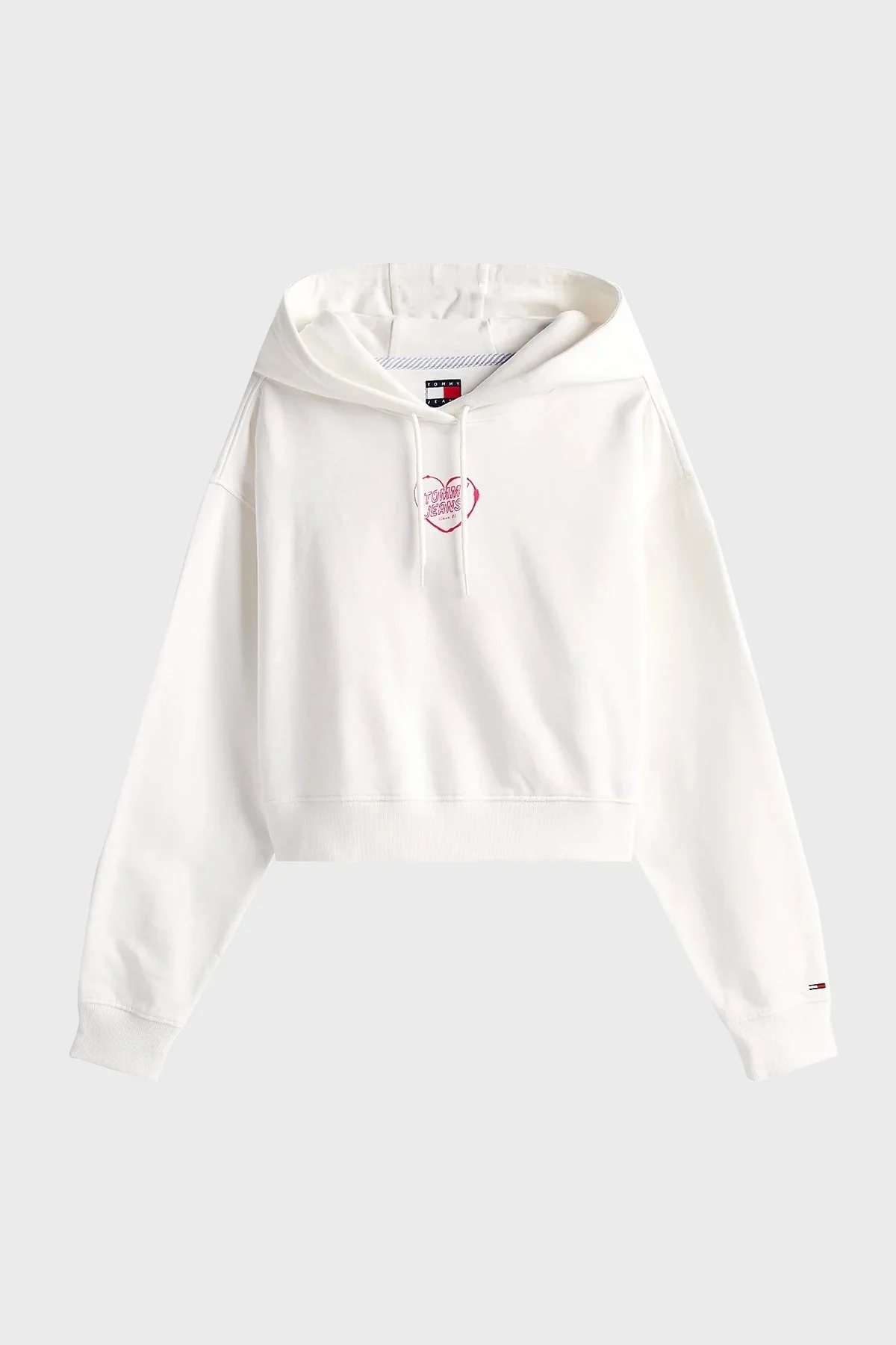 Tommy Jeans Logo Baskılı Pamuklu Relaxed Fit Kapüşonlu Crop Bayan Sweat DW0DW21408 YBL BEYAZ - 5