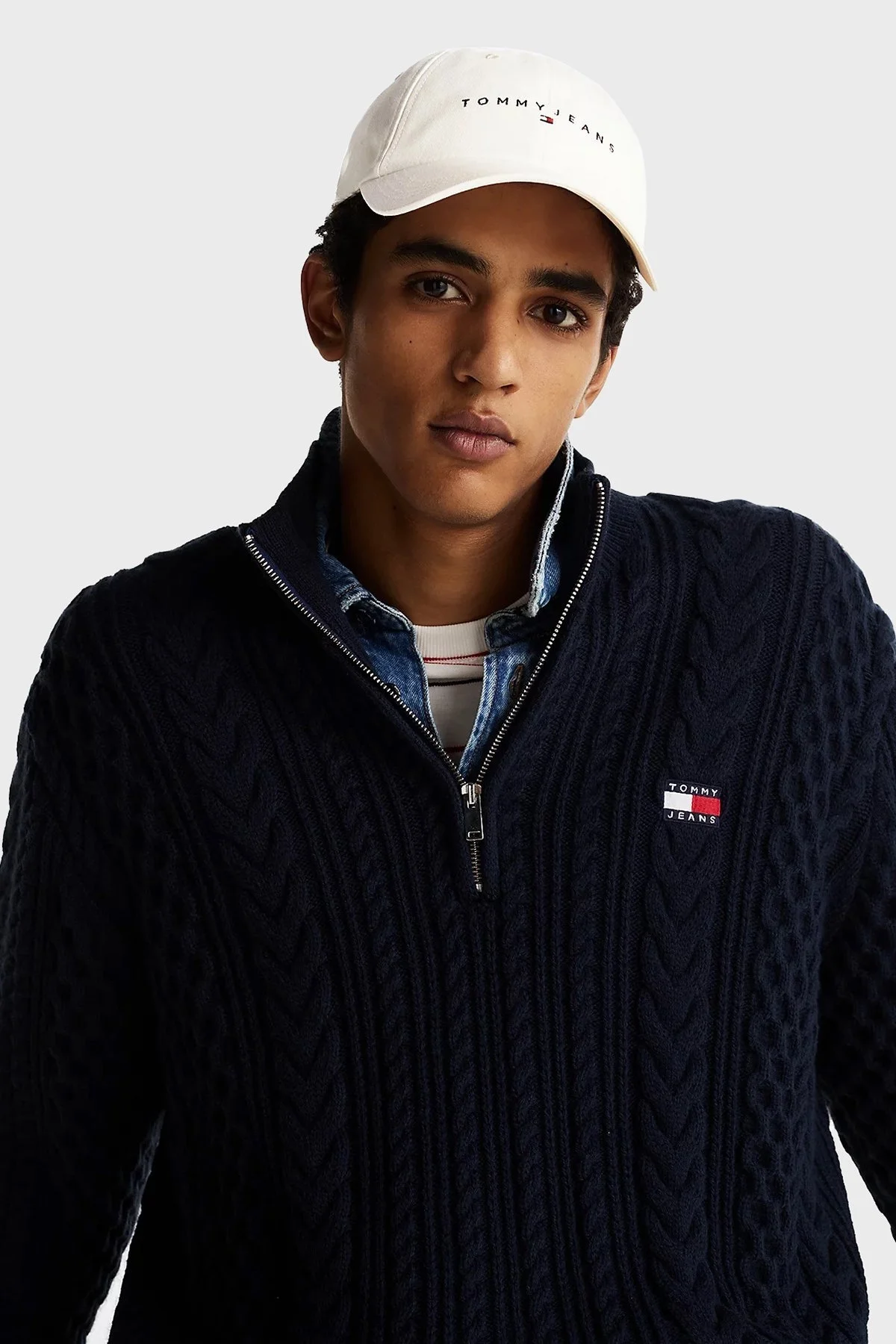 Tommy Jeans Logo İşlemeli % 100 Pamuk Erkek Şapka AM0AM12958 YBH BEYAZ - 2