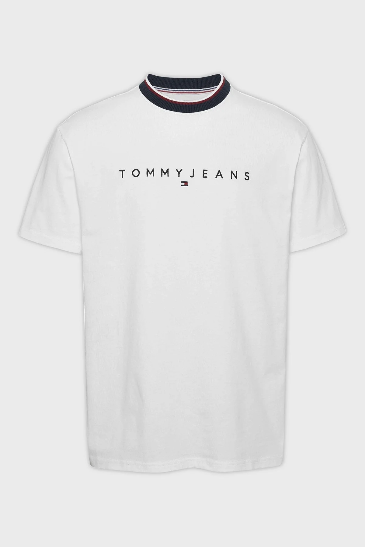 Tommy Jeans Logo İşlemeli % 100 Pamuk Regular Fit Bisiklet Yaka Erkek T Shirt DM0DM19733 YBR BEYAZ - 1