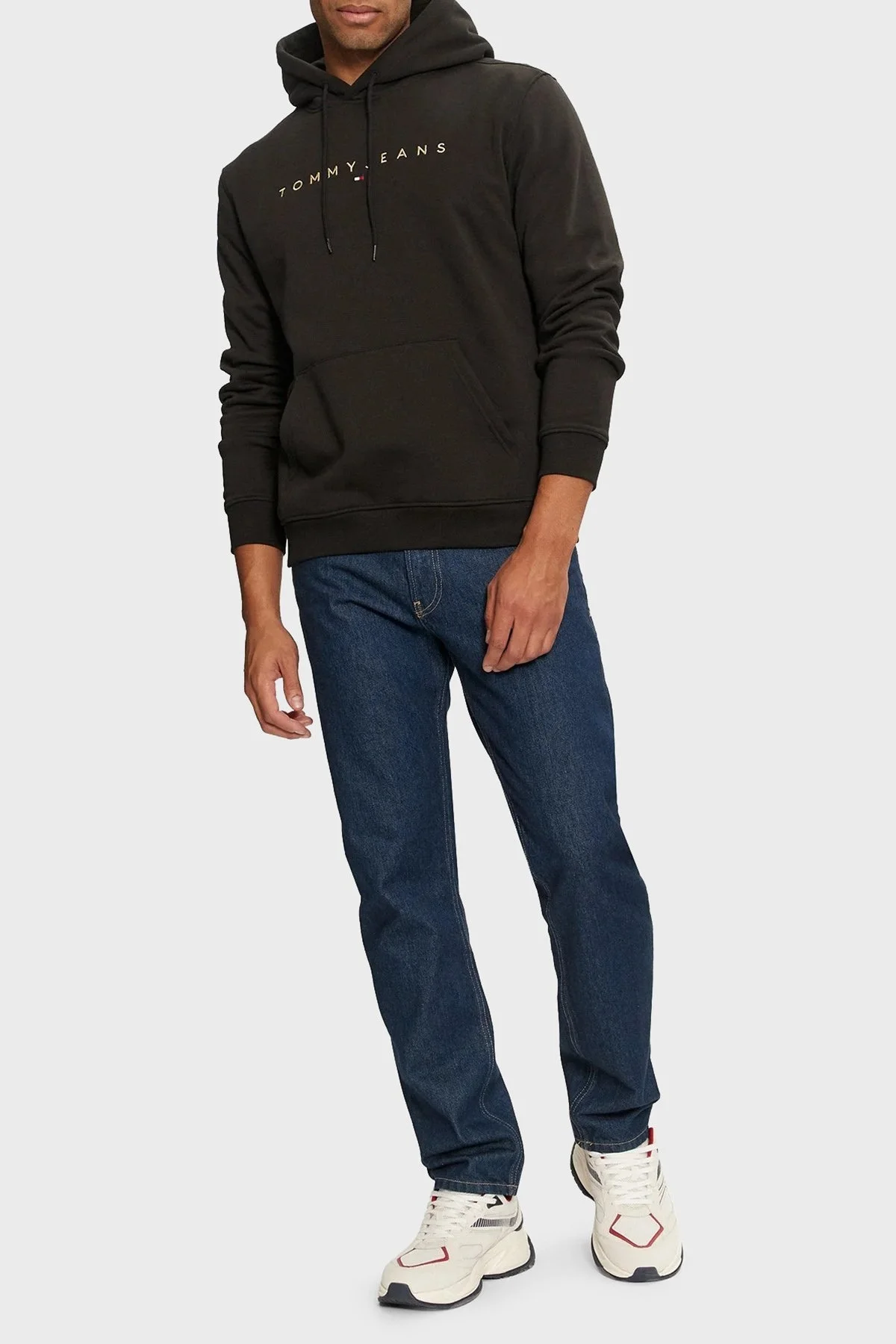Tommy Jeans Logo Nakışlı Pamuklu Regular Fit Kapüşonlu Erkek Sweat DM0DM20503 BDS SİYAH - 2
