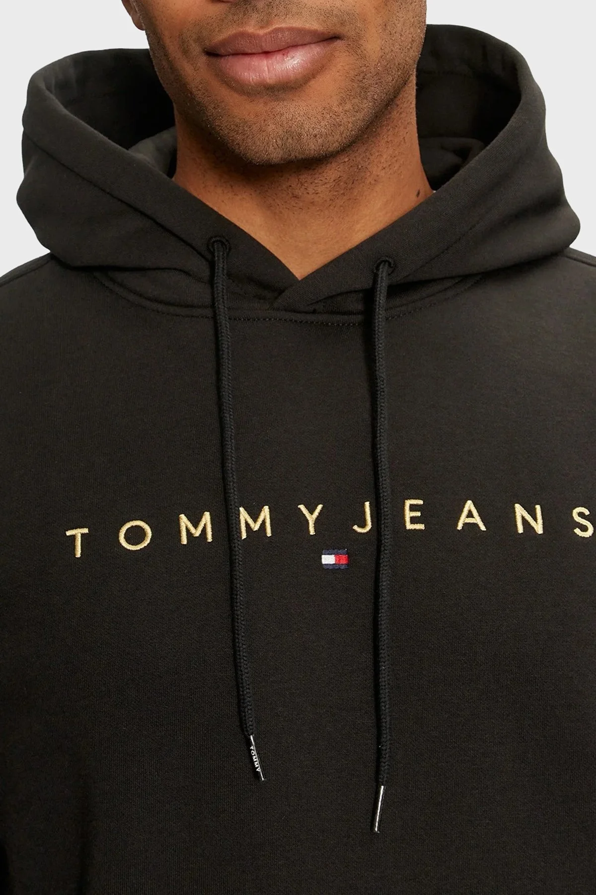 Tommy Jeans Logo Nakışlı Pamuklu Regular Fit Kapüşonlu Erkek Sweat DM0DM20503 BDS SİYAH - 4