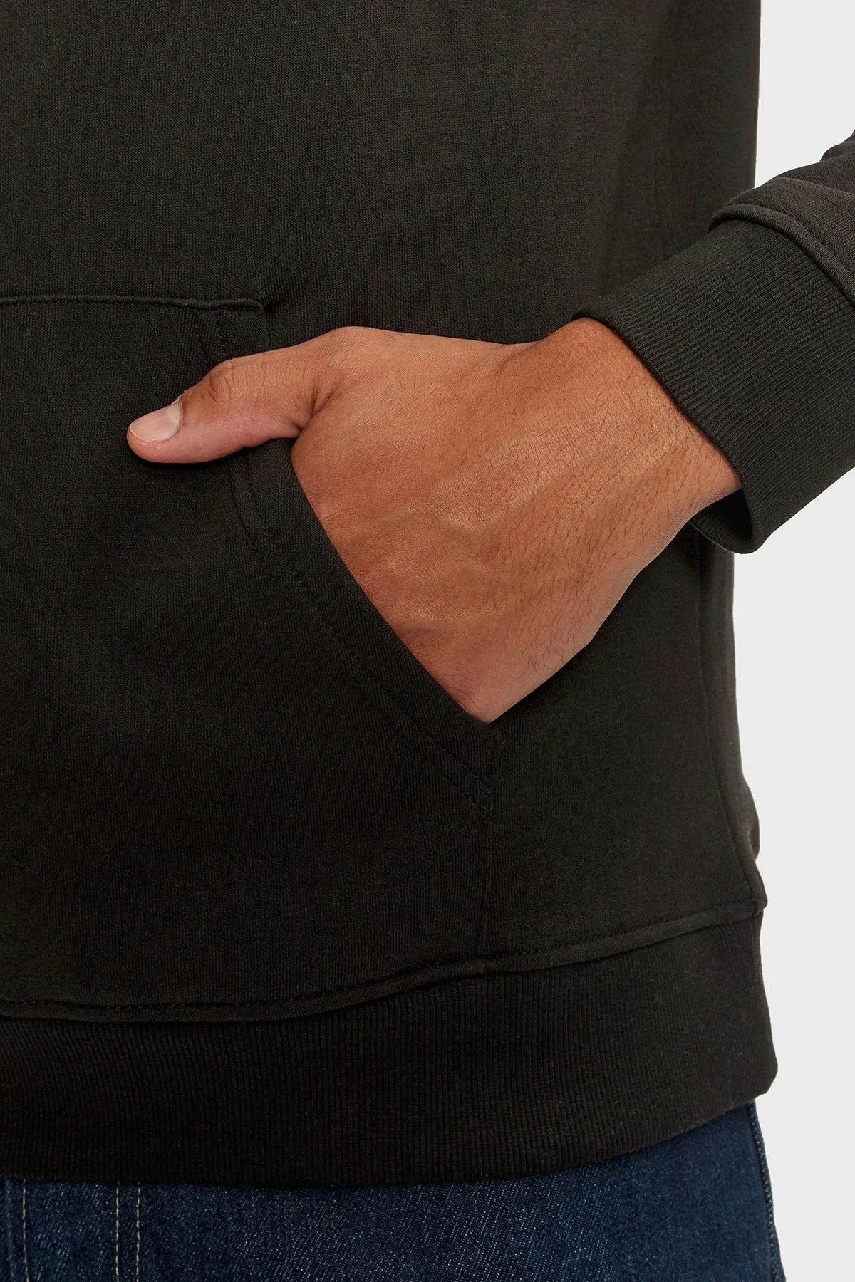 Tommy Jeans Logo Nakışlı Pamuklu Regular Fit Kapüşonlu Erkek Sweat DM0DM20503 BDS SİYAH - 5