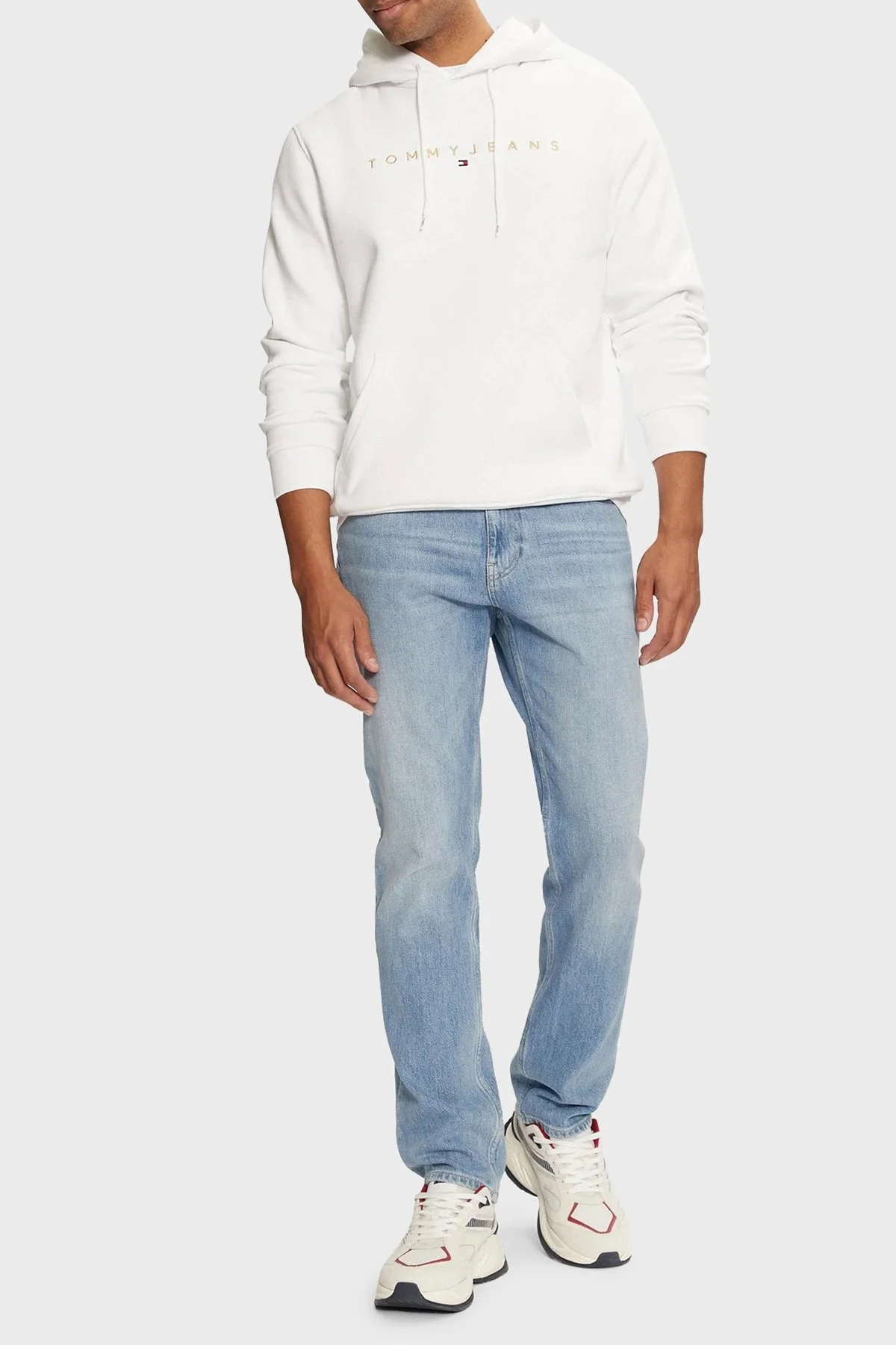 Tommy Jeans Logo Nakışlı Pamuklu Regular Fit Kapüşonlu Erkek Sweat DM0DM20503 YBR BEYAZ - 2