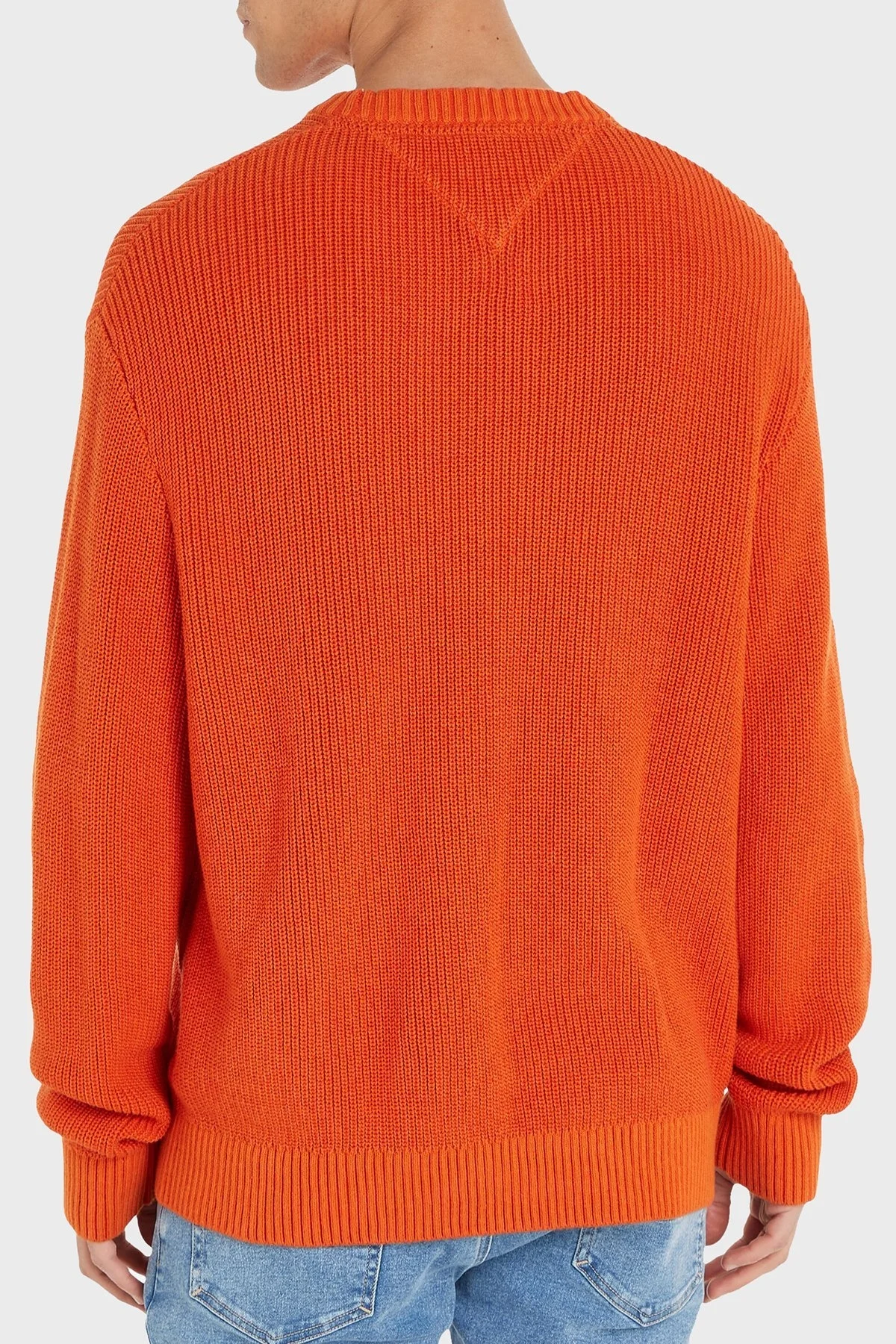 Tommy Jeans Logolu % 100 Pamuk Bisiklet Yaka Regular Fit Triko Örme Erkek Kazak DM0DM17776 SFQ ORANGE - 6