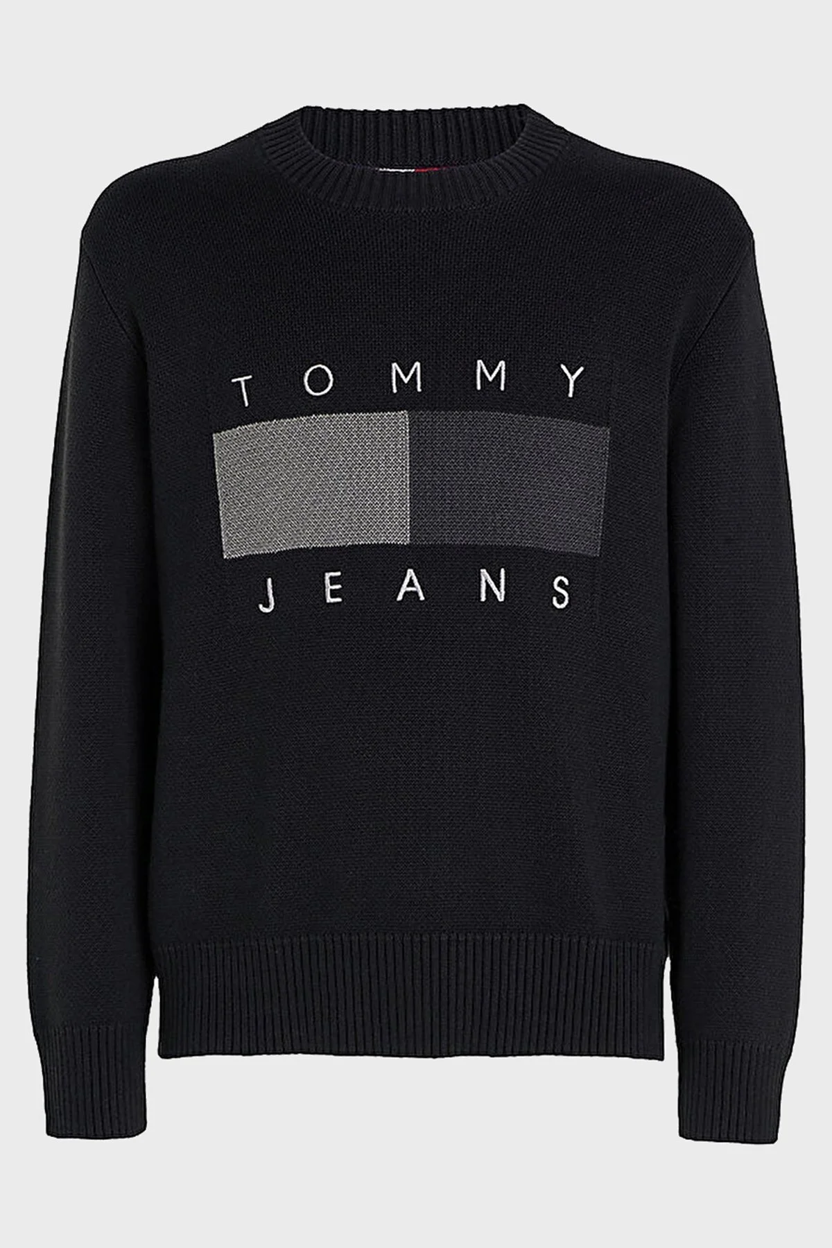 Tommy Jeans Logolu % 100 Pamuk Bisiklet Yaka Relaxed Fit Erkek Kazak DM0DM17773 BDS SİYAH - 5