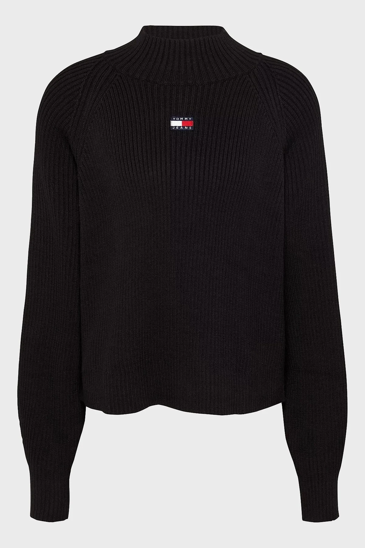 Tommy Jeans Logolu % 100 Pamuk Regular Fit Balon Kol Örgü Bayan Kazak DW0DW19912 BDS SİYAH - 5