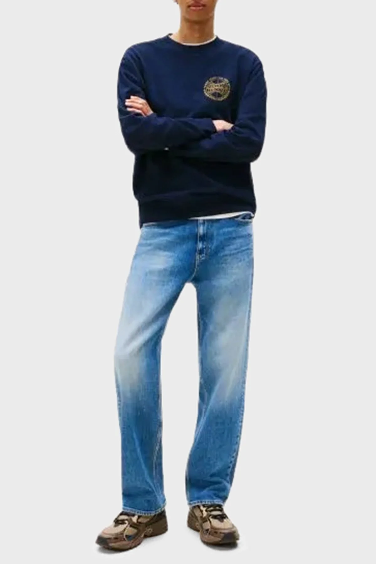 Tommy Jeans Logolu % 100 Pamuk Regular Fit Bisiklet Yaka Erkek Sweat DM0DM22081 C1G LACİVERT - 2